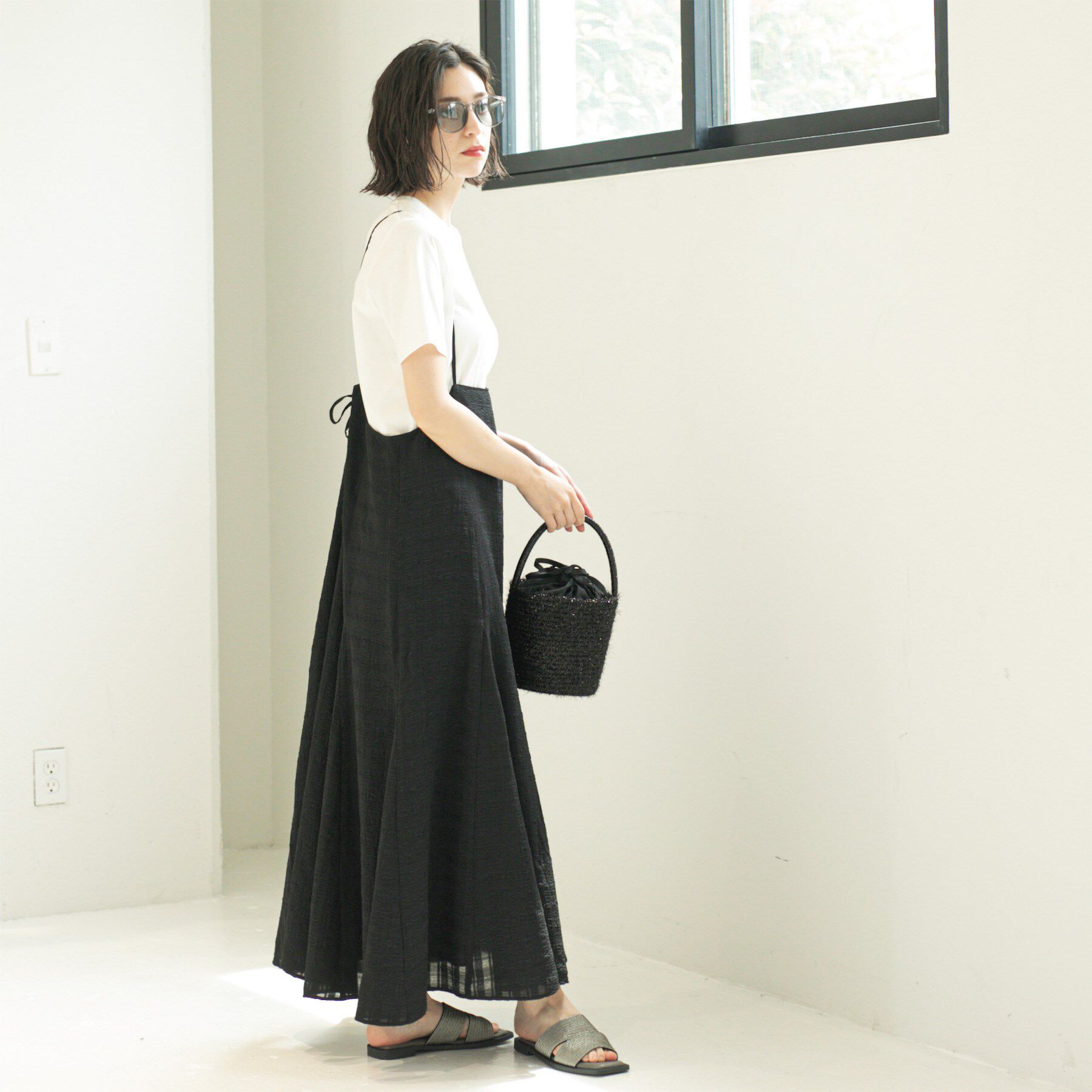 OPAQUE.CLIP「シアーチェックキャミワンピース【洗濯機洗い可】」|ワンピース|