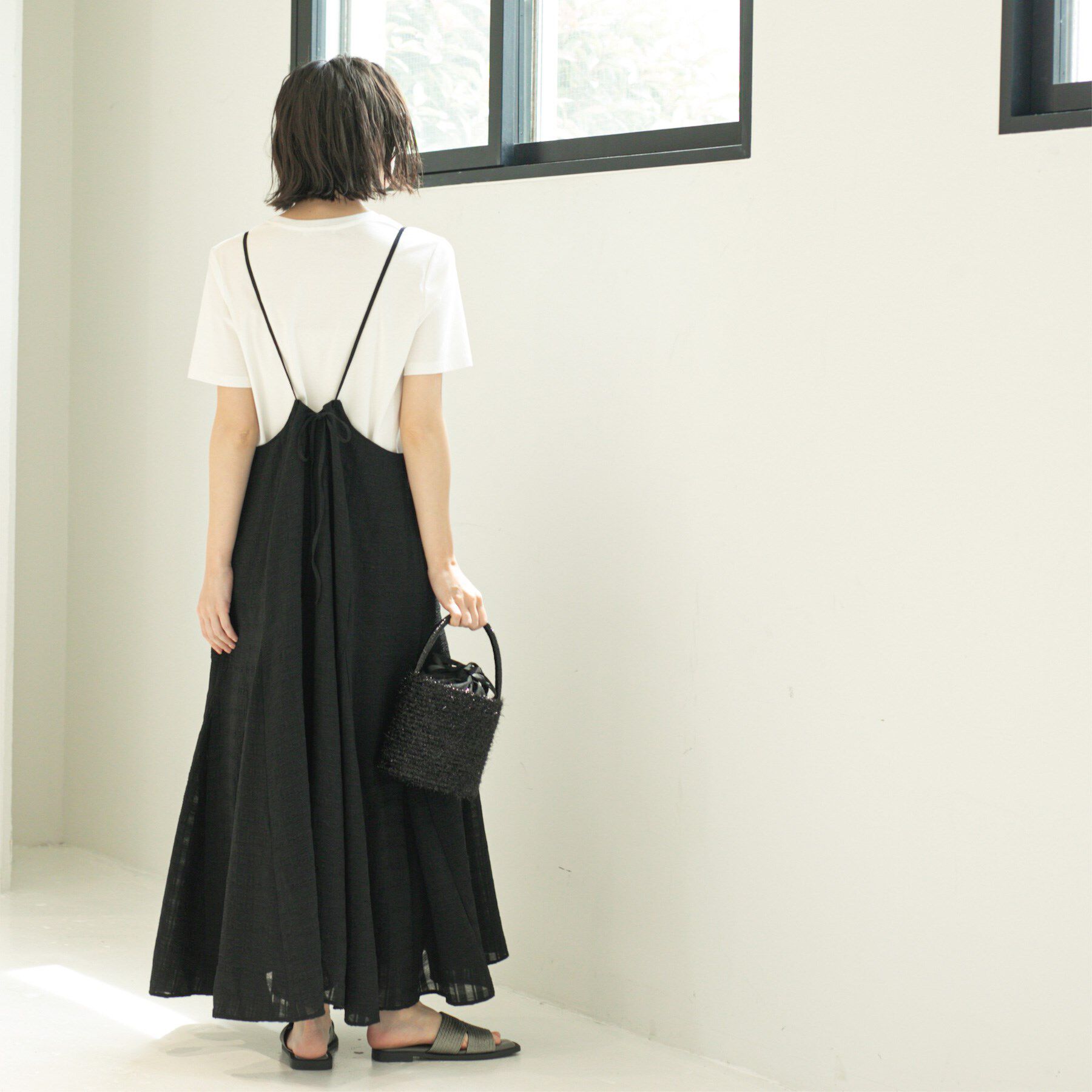 OPAQUE.CLIP「シアーチェックキャミワンピース【洗濯機洗い可】」|ワンピース|