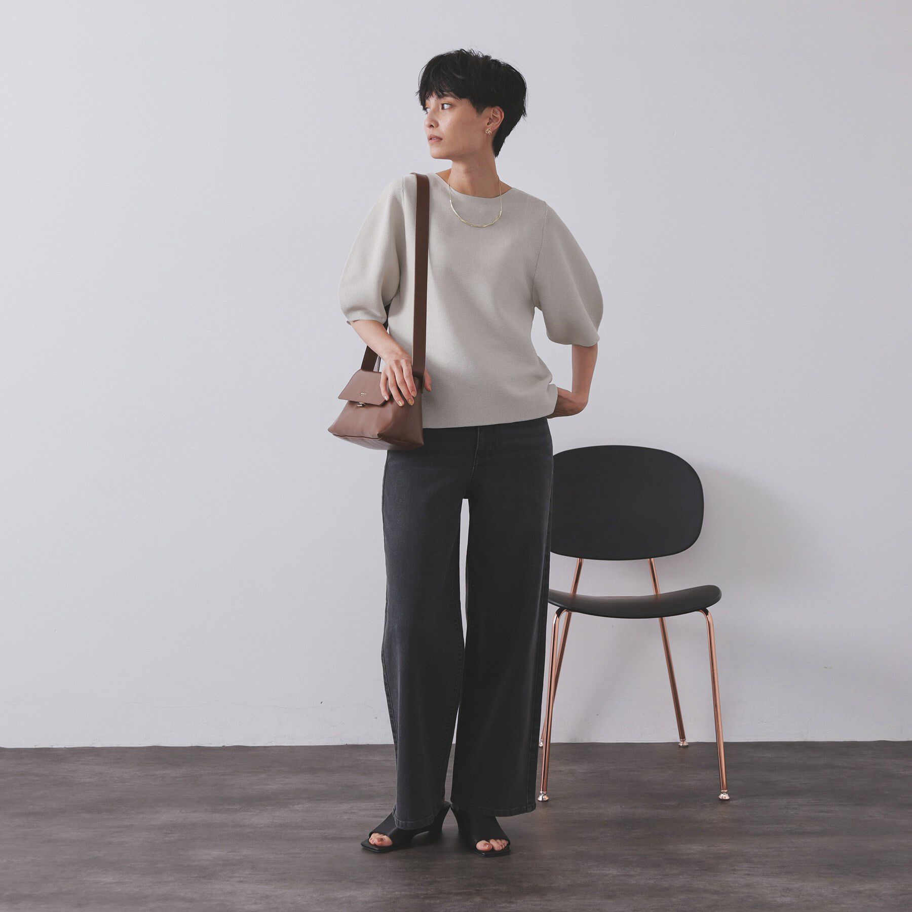 OPAQUE.CLIP「ガーターボリュームスリーブニット【UVケア/洗濯機洗い可】」|ニット・セーター|