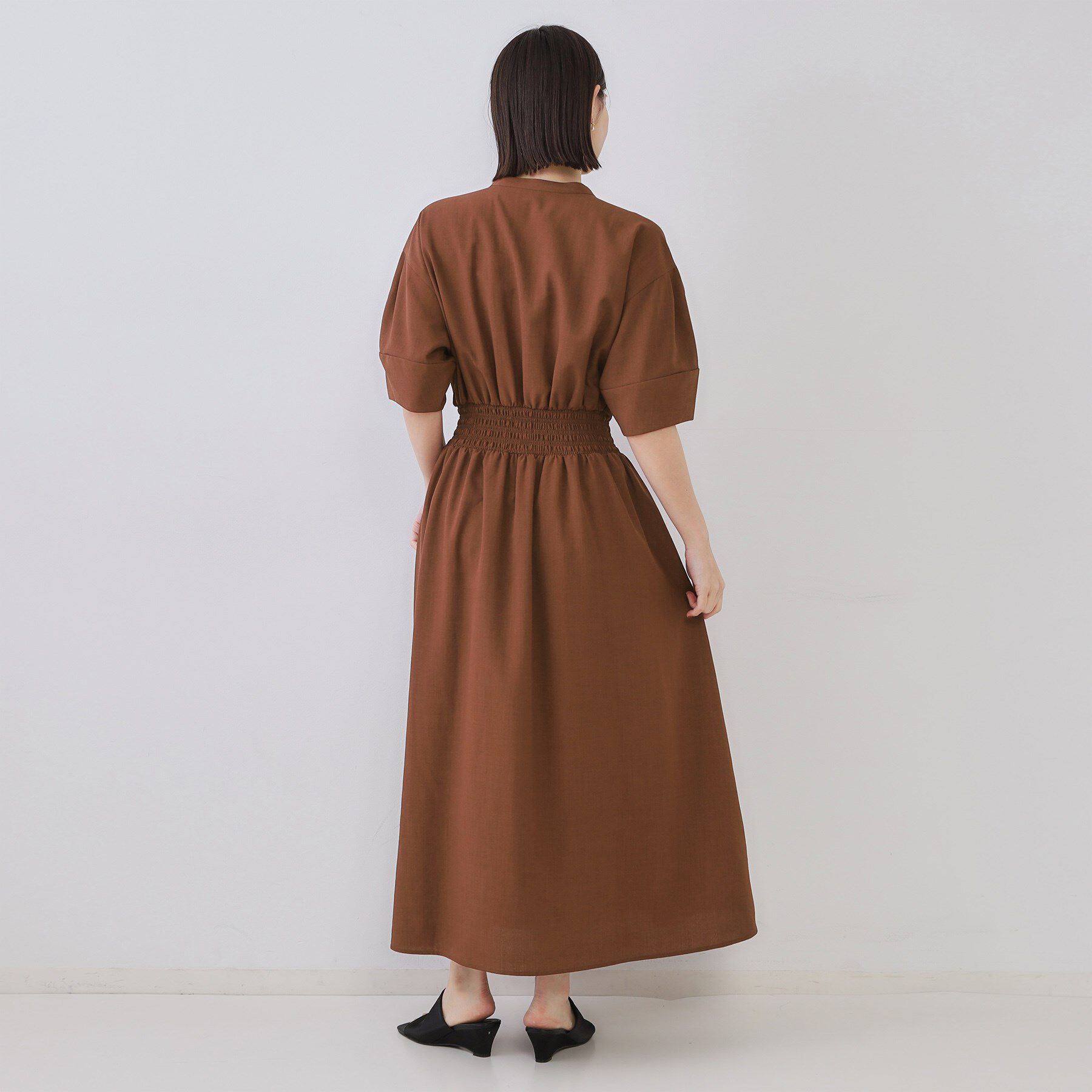 OPAQUE.CLIP「リネンライクスキッパーフィット＆フレアワンピース【洗濯機洗い可】」|ワンピース|