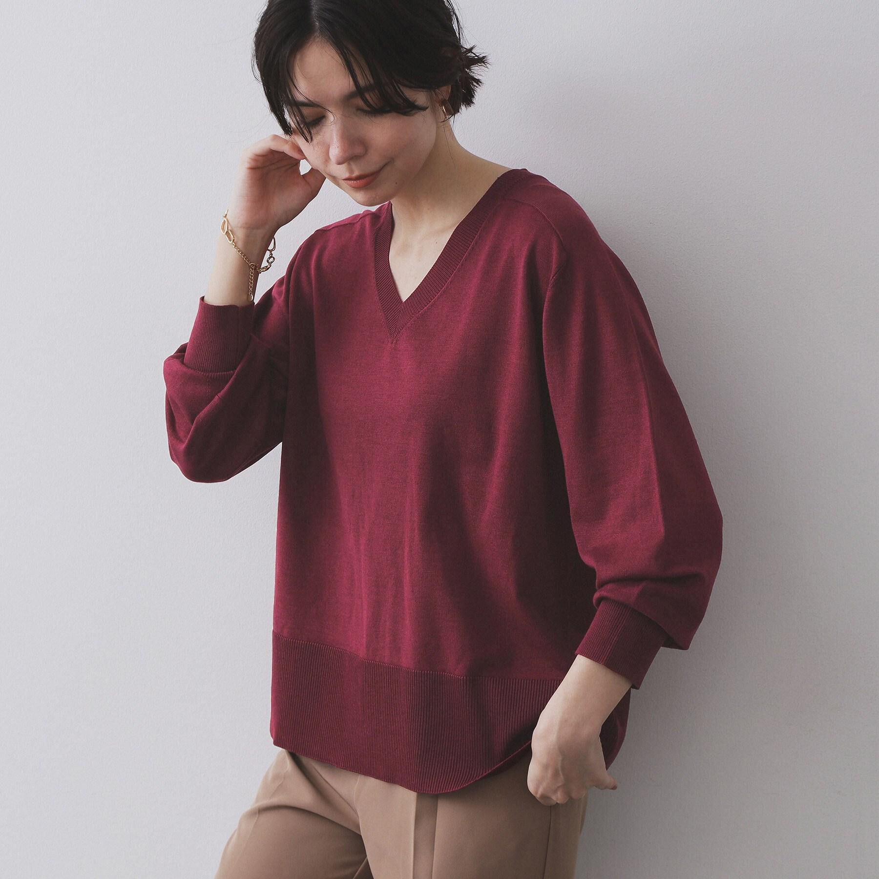 OPAQUE.CLIP「リラクシーVネックニット【洗濯機洗OK】《6col》」|ニット・セーター|