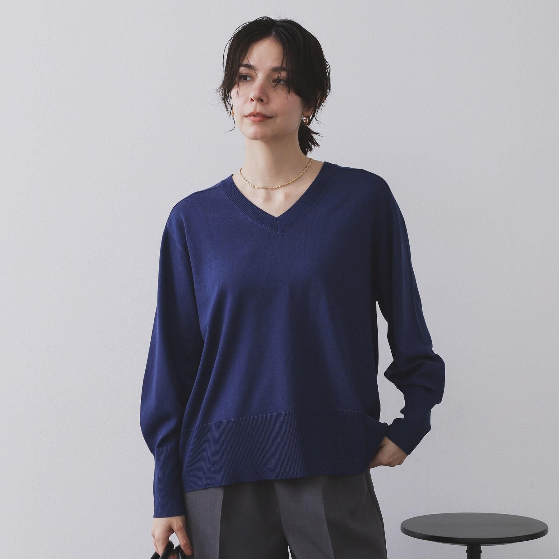 OPAQUE.CLIP「リラクシーVネックニット【洗濯機洗OK】《6col》」|ニット・セーター|