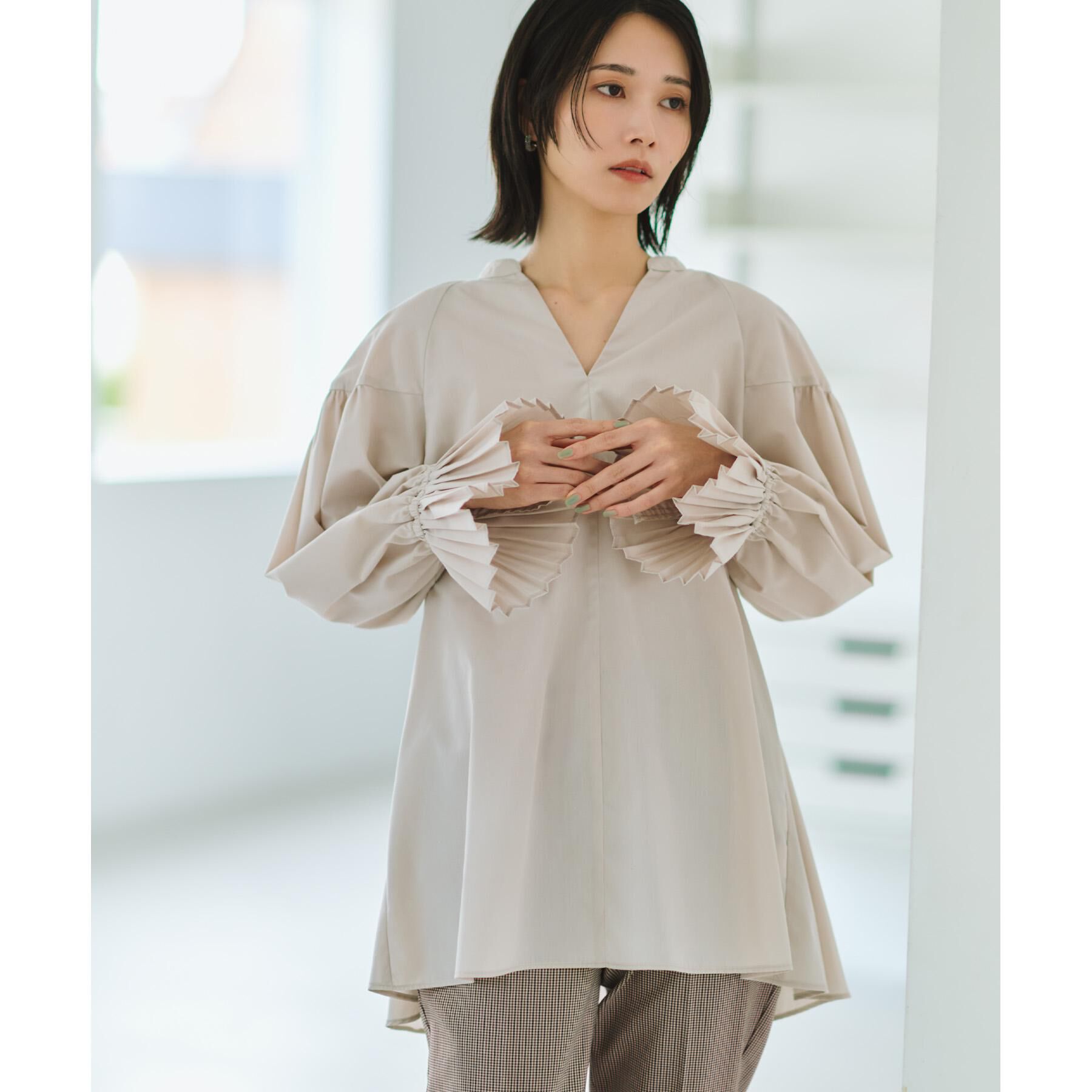 OPAQUE.CLIP「プリーツキャンディスリーブブラウス【洗濯機洗い可】」|シャツ・ブラウス|