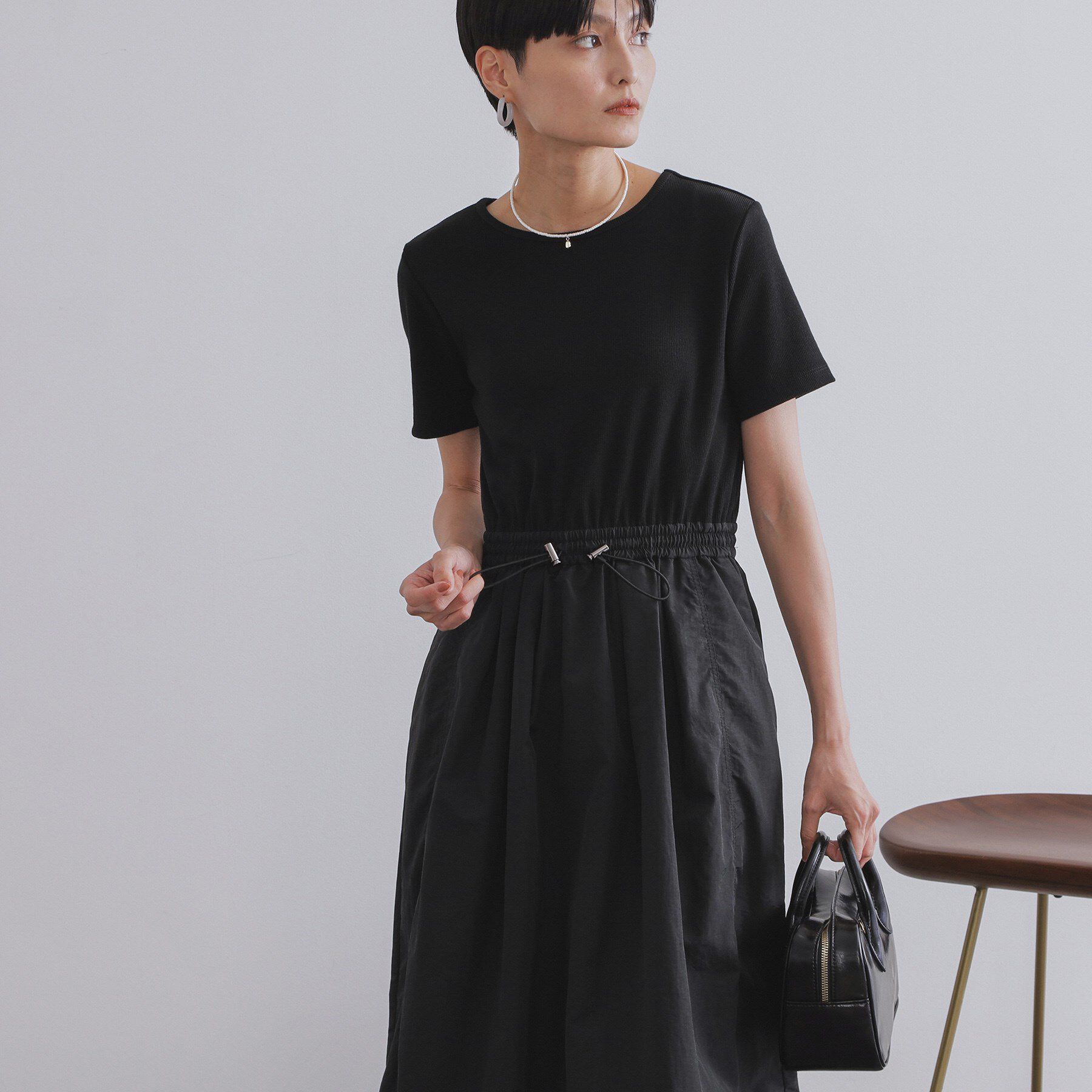 OPAQUE.CLIP「2WAYスピンドル使いドッキングワンピース【洗濯機洗い可】」|ワンピース|