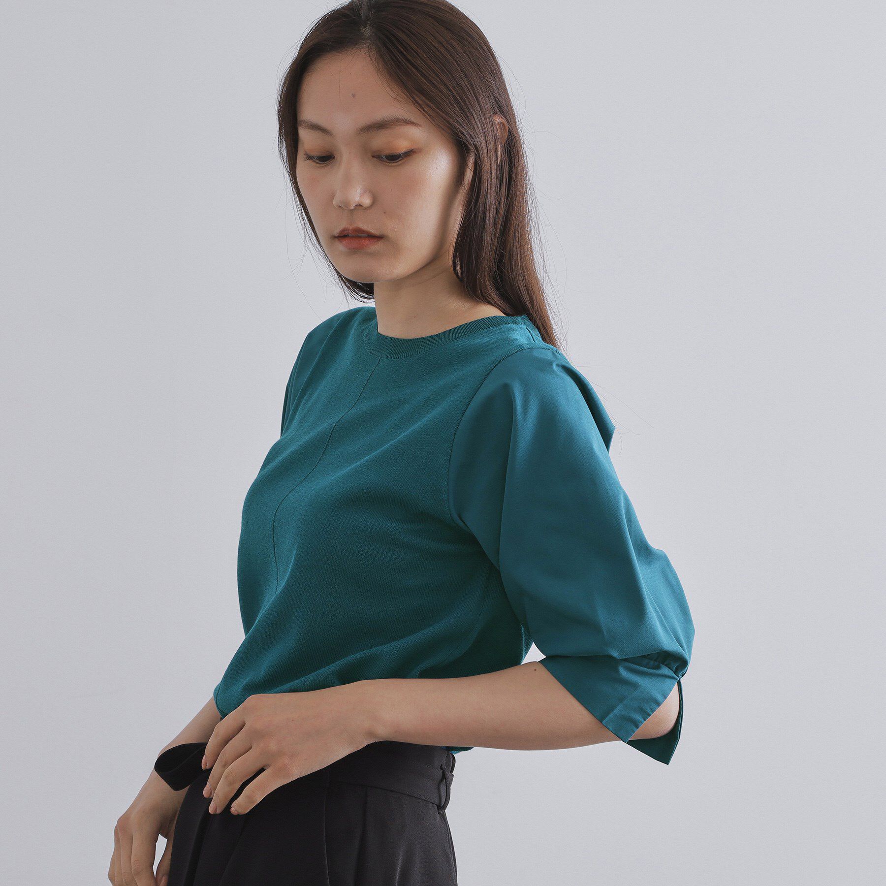 OPAQUE.CLIP「ドッキングスリーブニット【洗濯機洗い可/抗ピル】」|ニット・セーター|