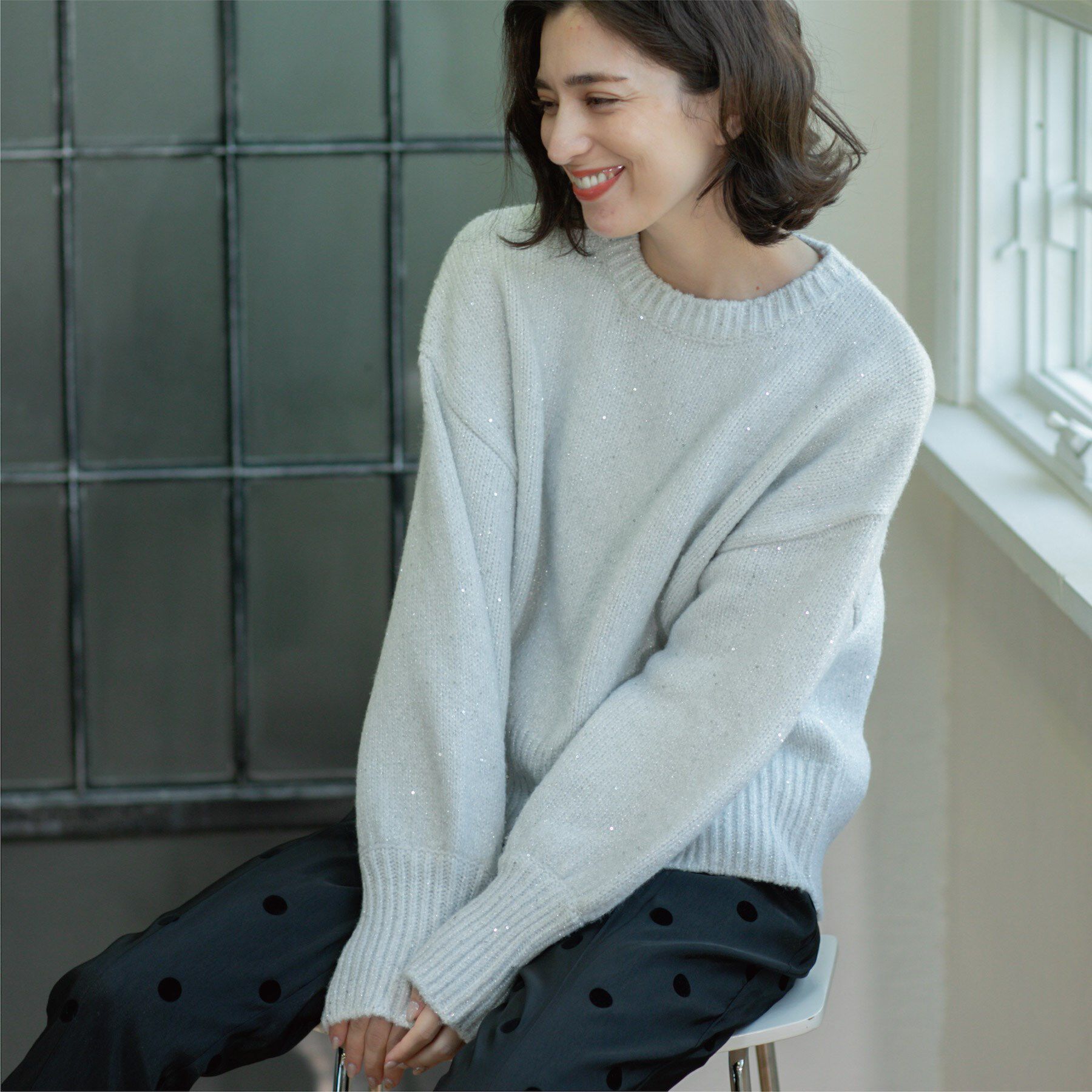 OPAQUE.CLIP「スパンコールラメニット【洗える】」|ニット・セーター|