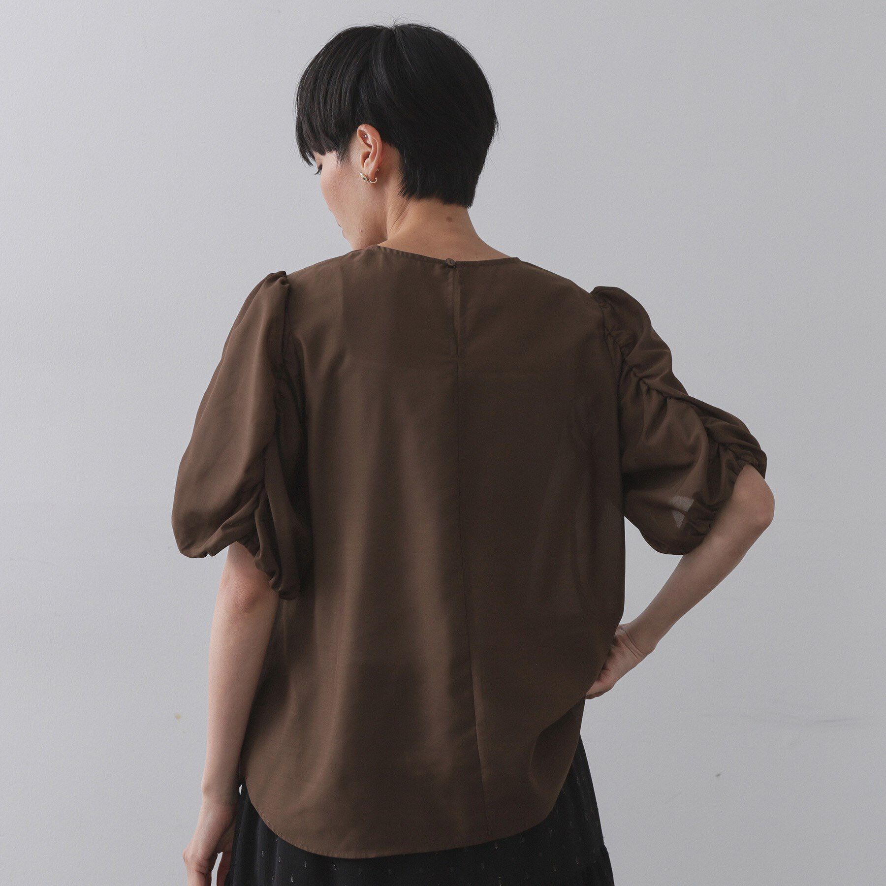 OPAQUE.CLIP「シアーボリュームスリーブブラウス【洗濯機洗い可】」|シャツ・ブラウス|