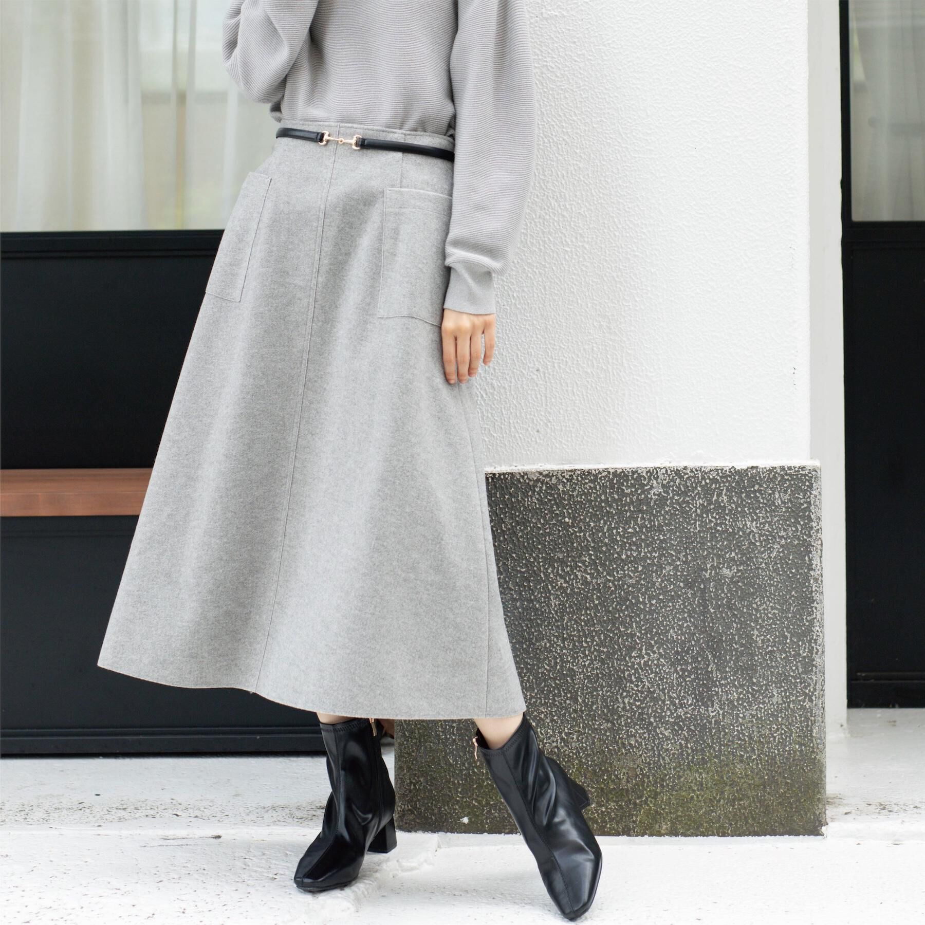 OPAQUE.CLIP「ウールライクフレアスカート【洗濯機OK】」|スカート|
