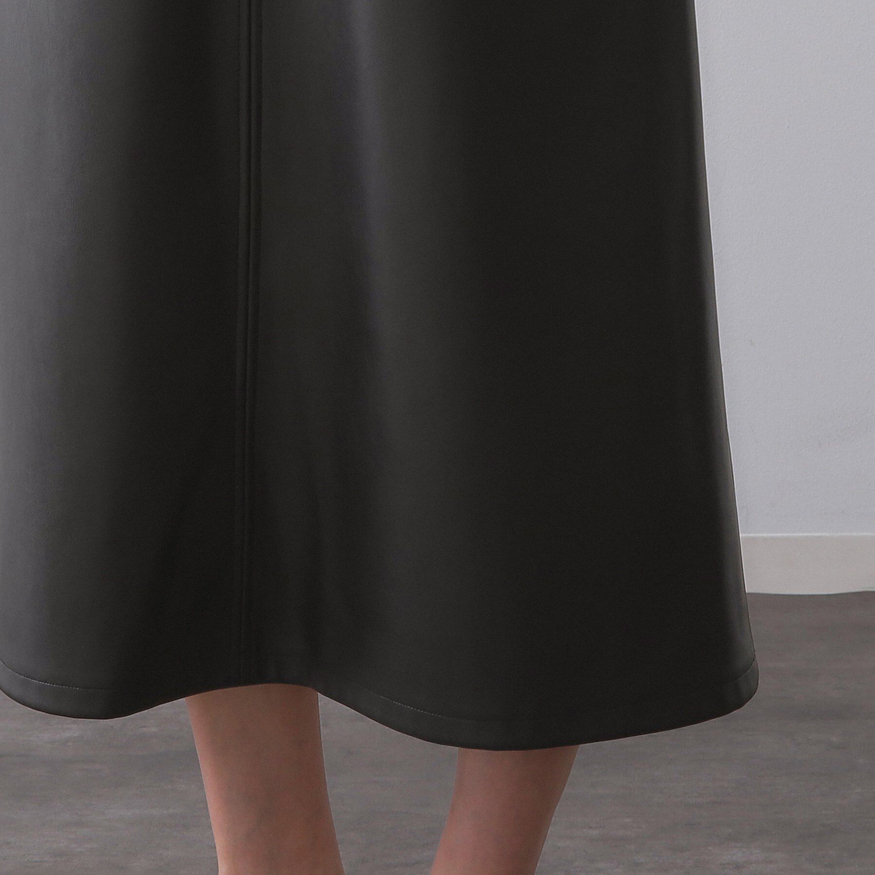 OPAQUE.CLIP「レザー調フレアジャンスカ【洗える】」|ワンピース|