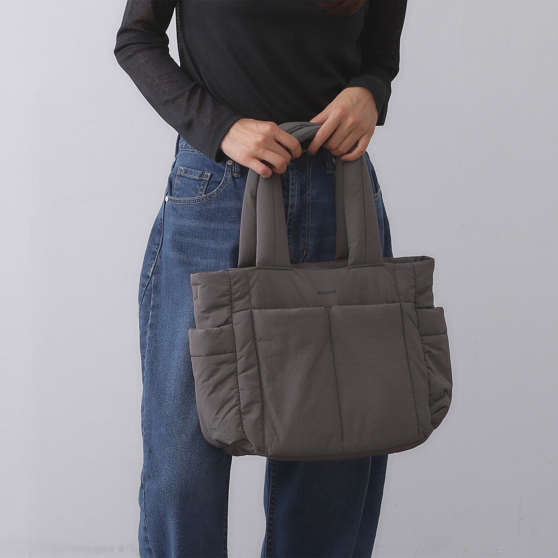 OPAQUE.CLIP「【2WAY/軽量】パフィートラベルビッグトートバッグ」|トートバッグ|チャコールグレー(0