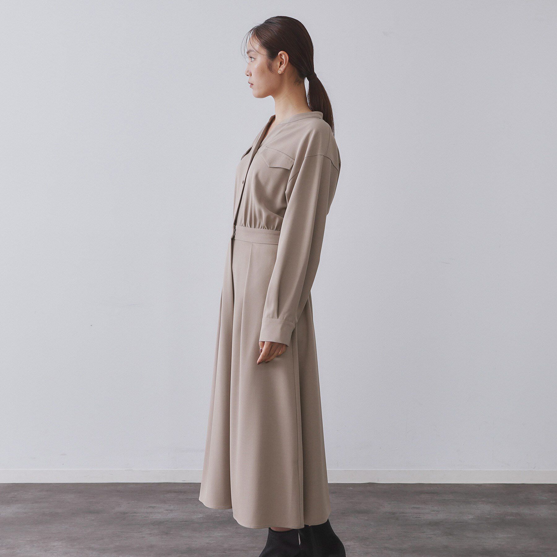 OPAQUE.CLIP「ウールライクフィット＆フレアワンピース【洗濯機OK】」|ワンピース|