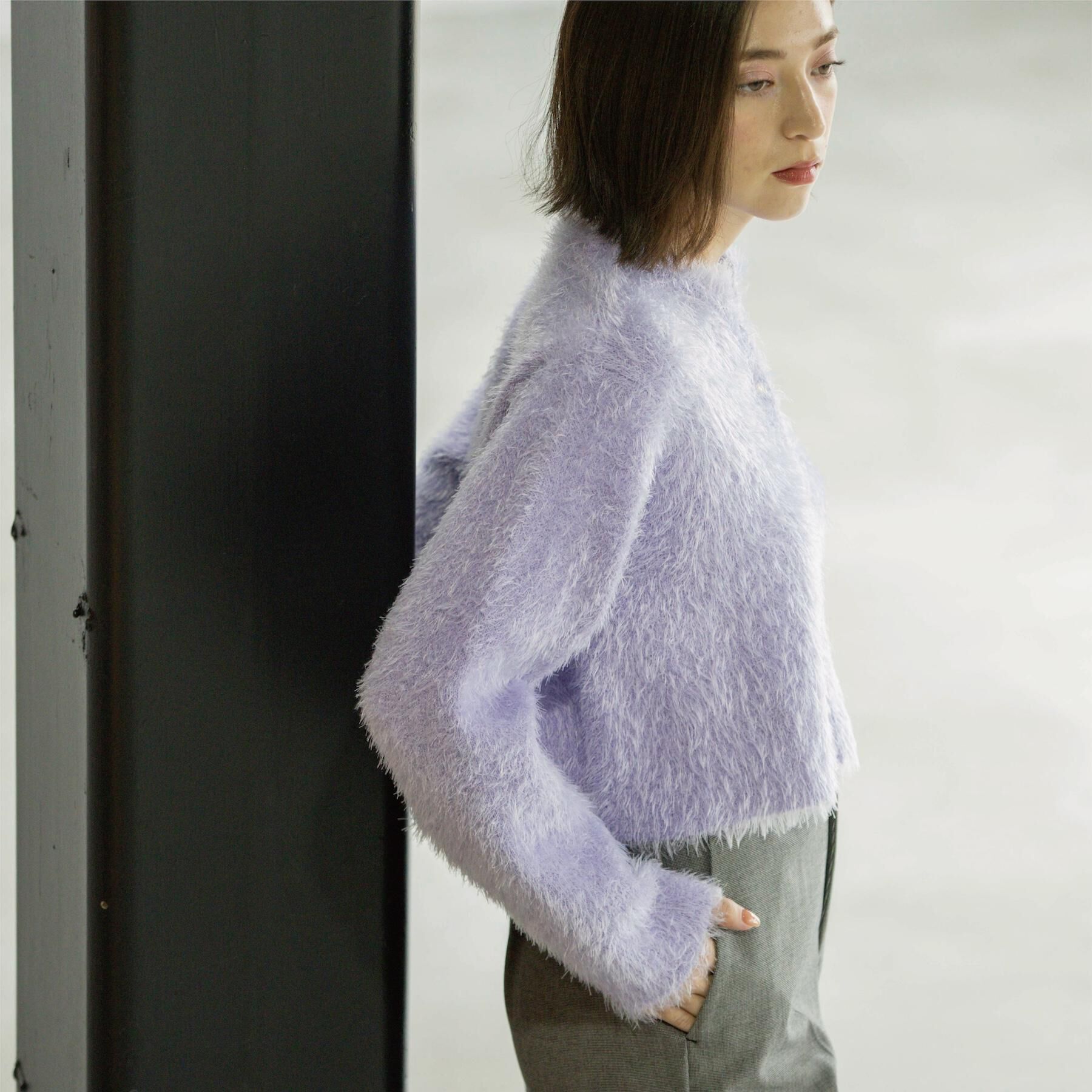 OPAQUE.CLIP「シャギーショートカーディガン【洗濯機OK】《6col》」|カーディガン|