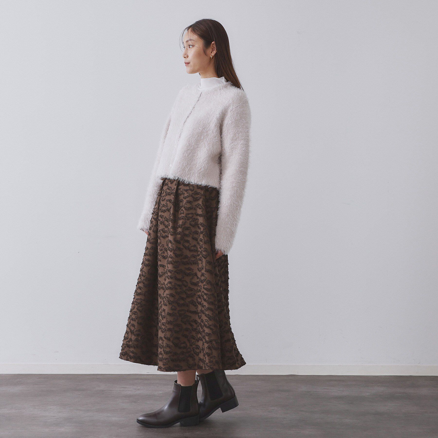 OPAQUE.CLIP「シャギーショートカーディガン【洗濯機OK】《6col》」|カーディガン|