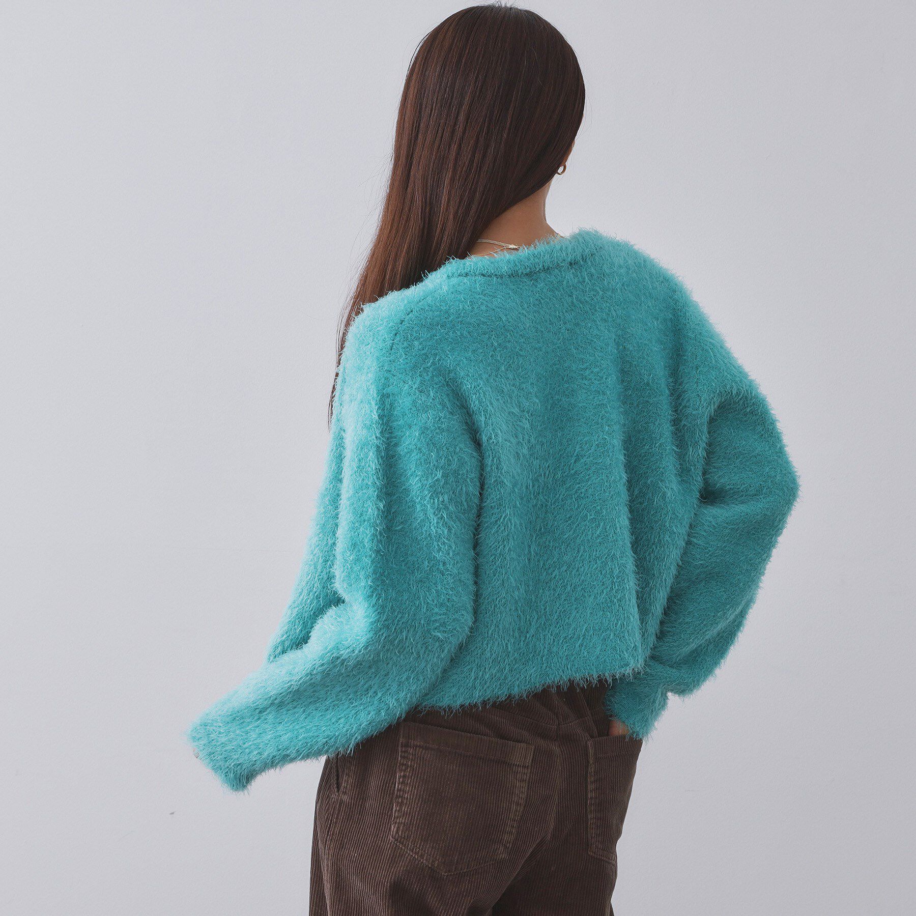 OPAQUE.CLIP「シャギーショートカーディガン【洗濯機OK】《6col》」|カーディガン|