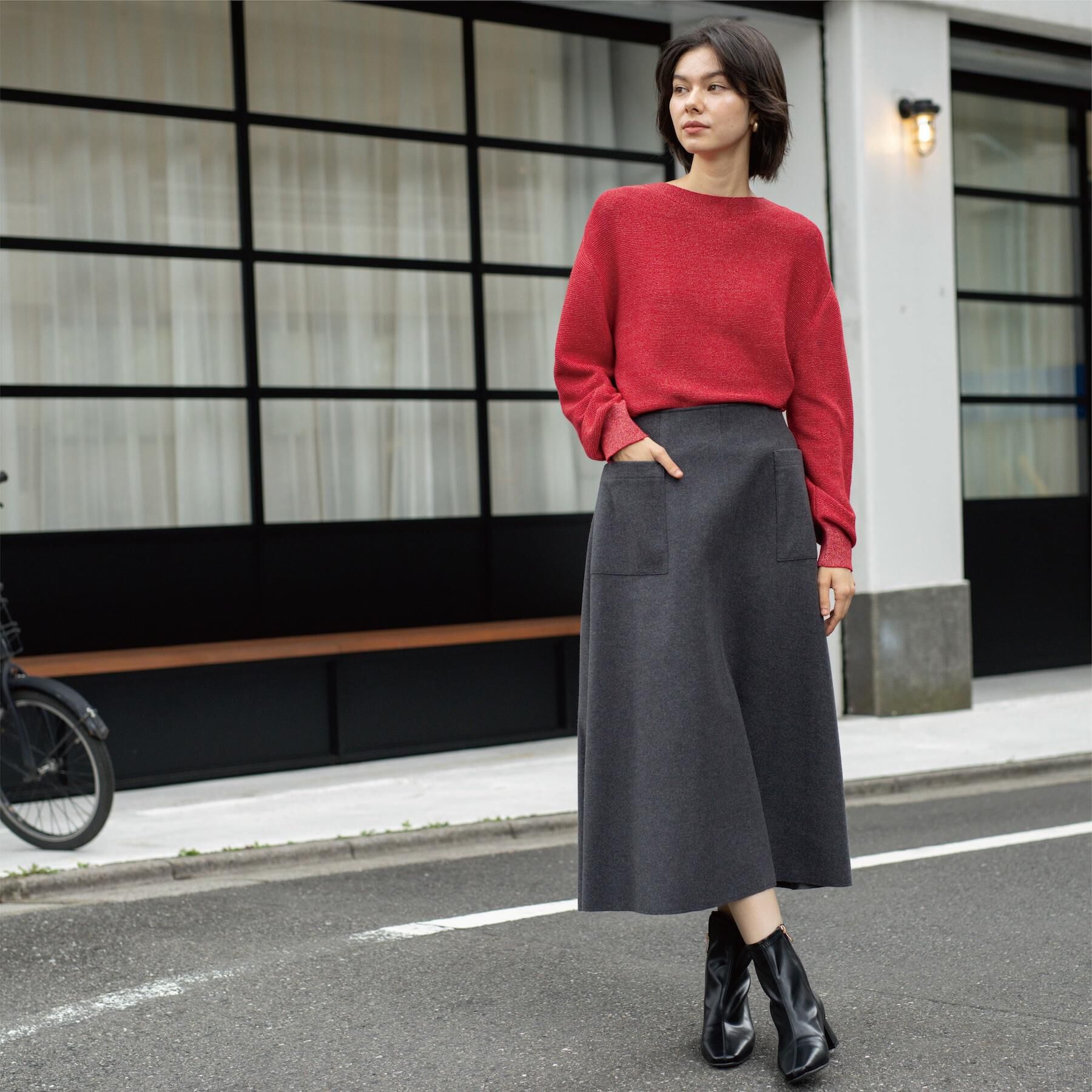 OPAQUE.CLIP「ラメガーターボートネックニット【洗濯機OK】」|ニット・セーター|