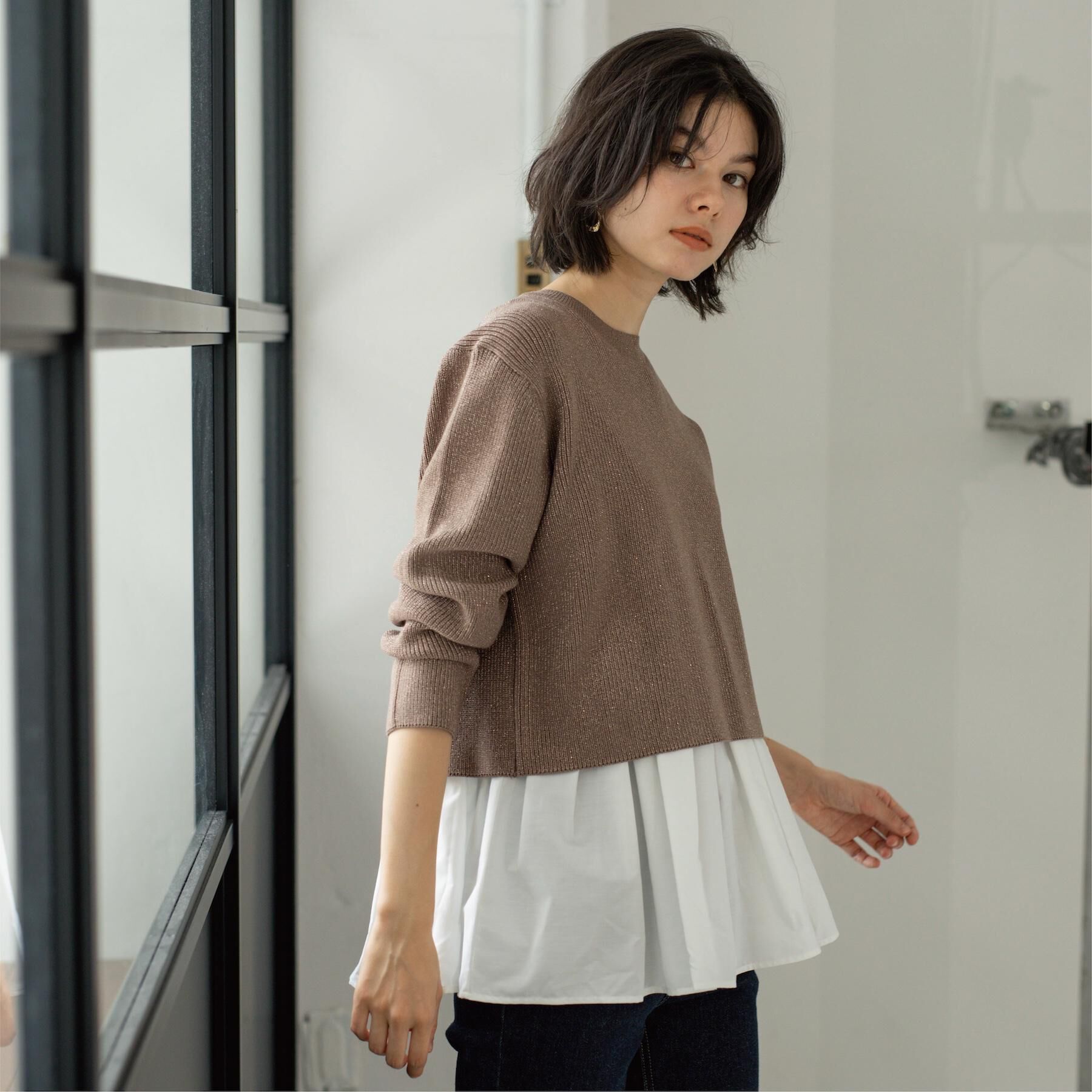 OPAQUE.CLIP「《ツインセット》ショートラメニット&times;フレアタンクトップ【洗濯機OK】」|その他|