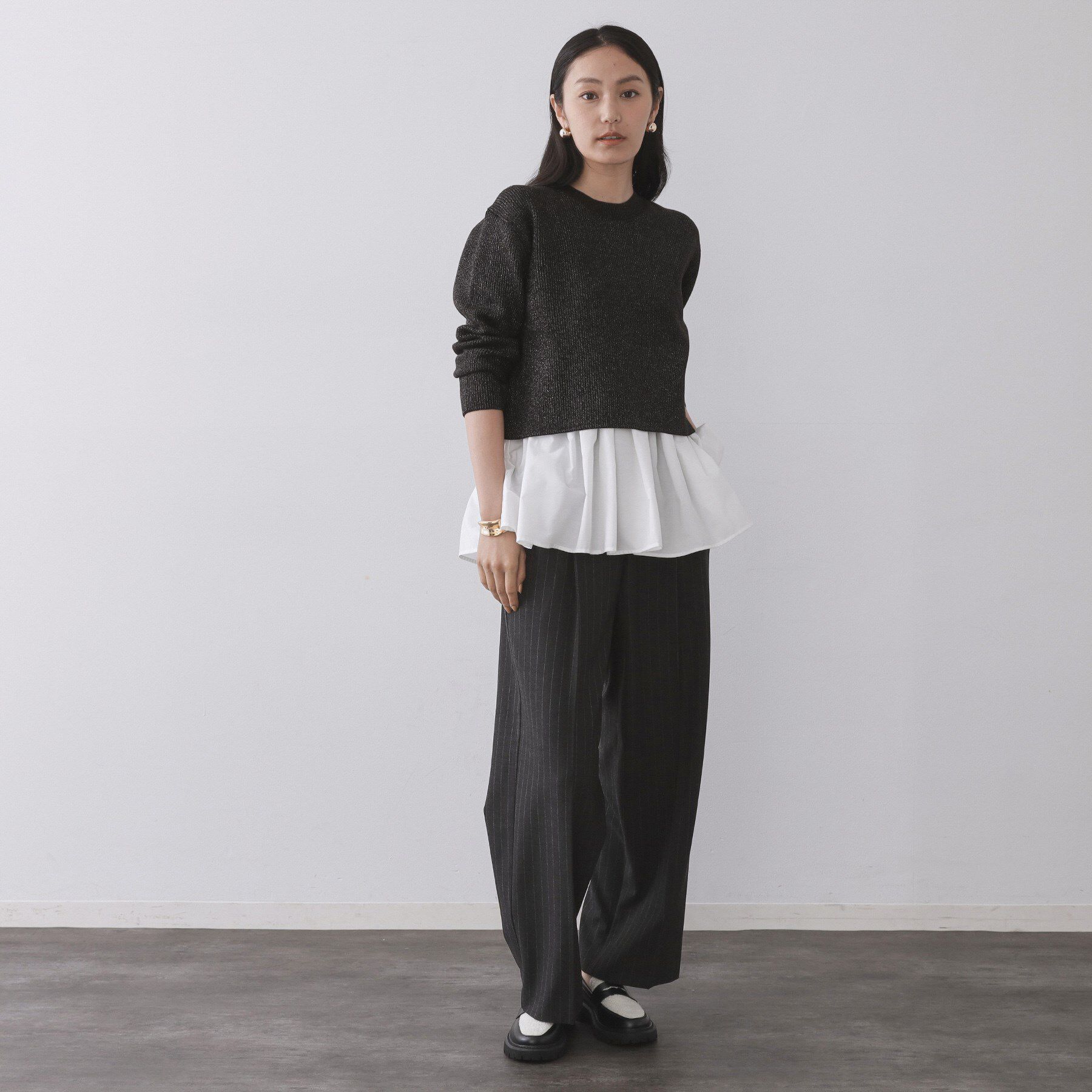 OPAQUE.CLIP「《ツインセット》ショートラメニット&times;フレアタンクトップ【洗濯機OK】」|その他|