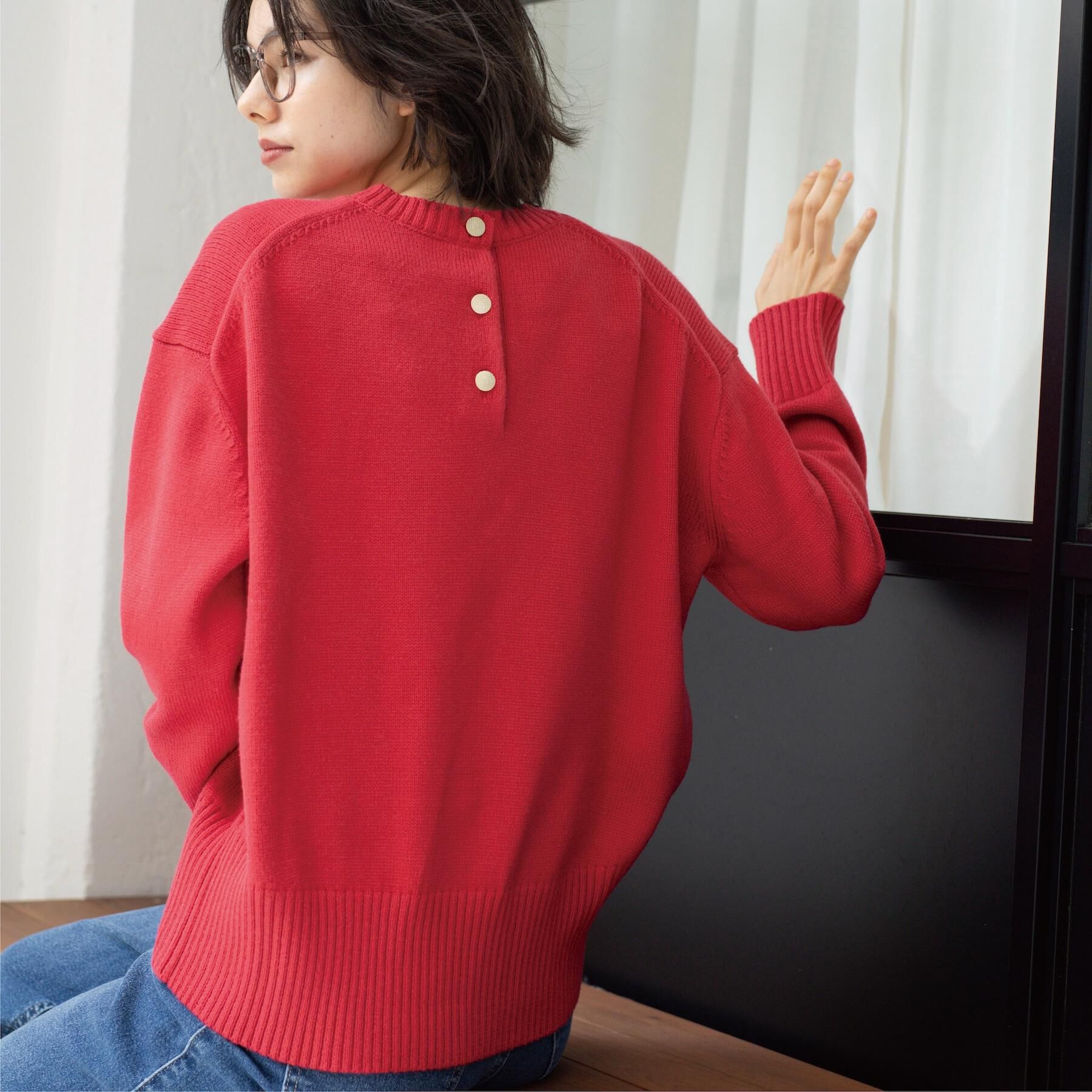 OPAQUE.CLIP「バックボタンリラクシーニット【洗濯機OK】」|ニット・セーター|