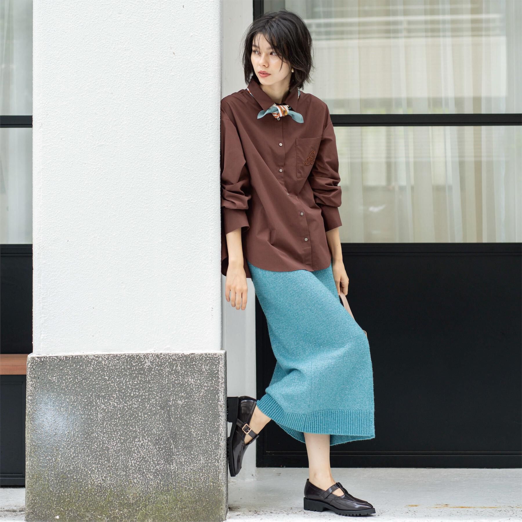 OPAQUE.CLIP「ラメスパンコールナロースカート/セットアップ対応可【洗濯機OK】」|スカート|