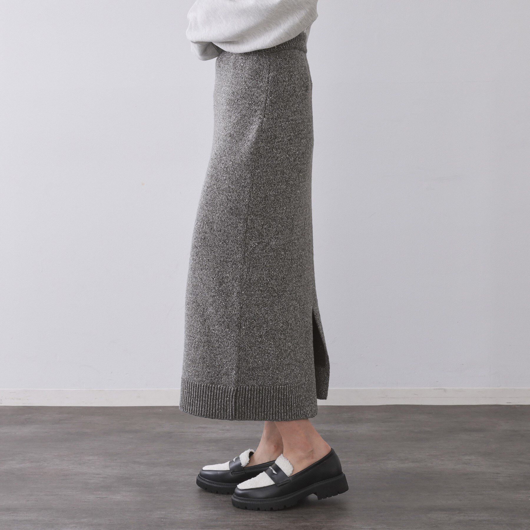 OPAQUE.CLIP「ラメスパンコールナロースカート/セットアップ対応可【洗濯機OK】」|スカート|