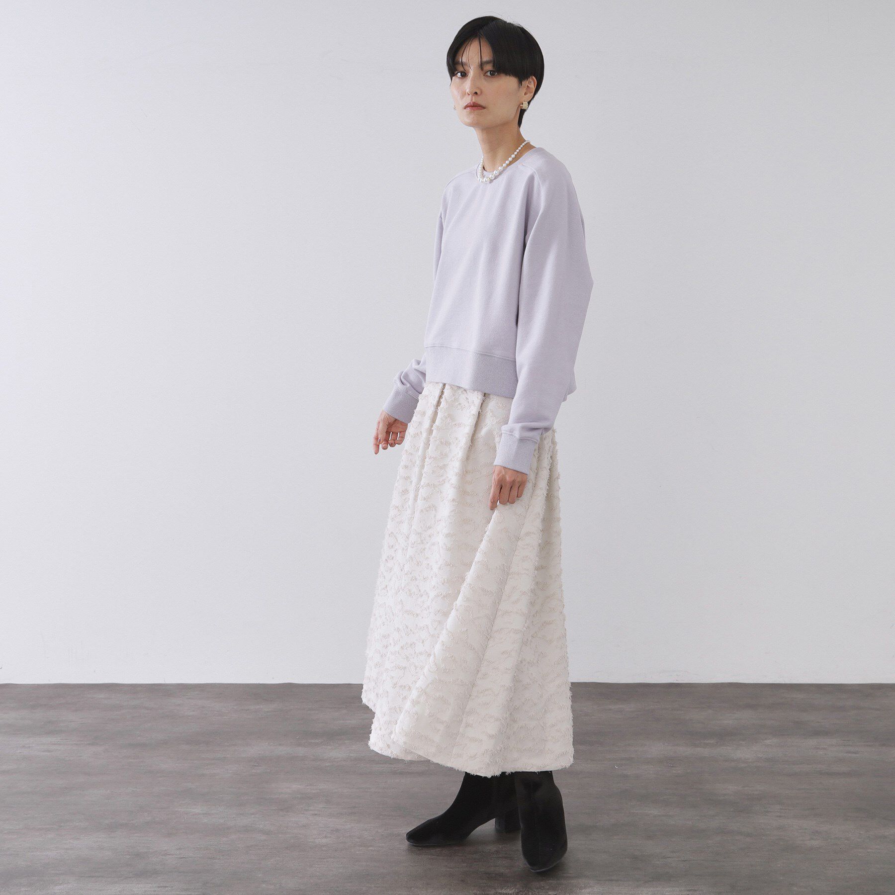 OPAQUE.CLIP「ラメ裏毛ショートプルオーバー【洗濯機OK】」|パーカー|