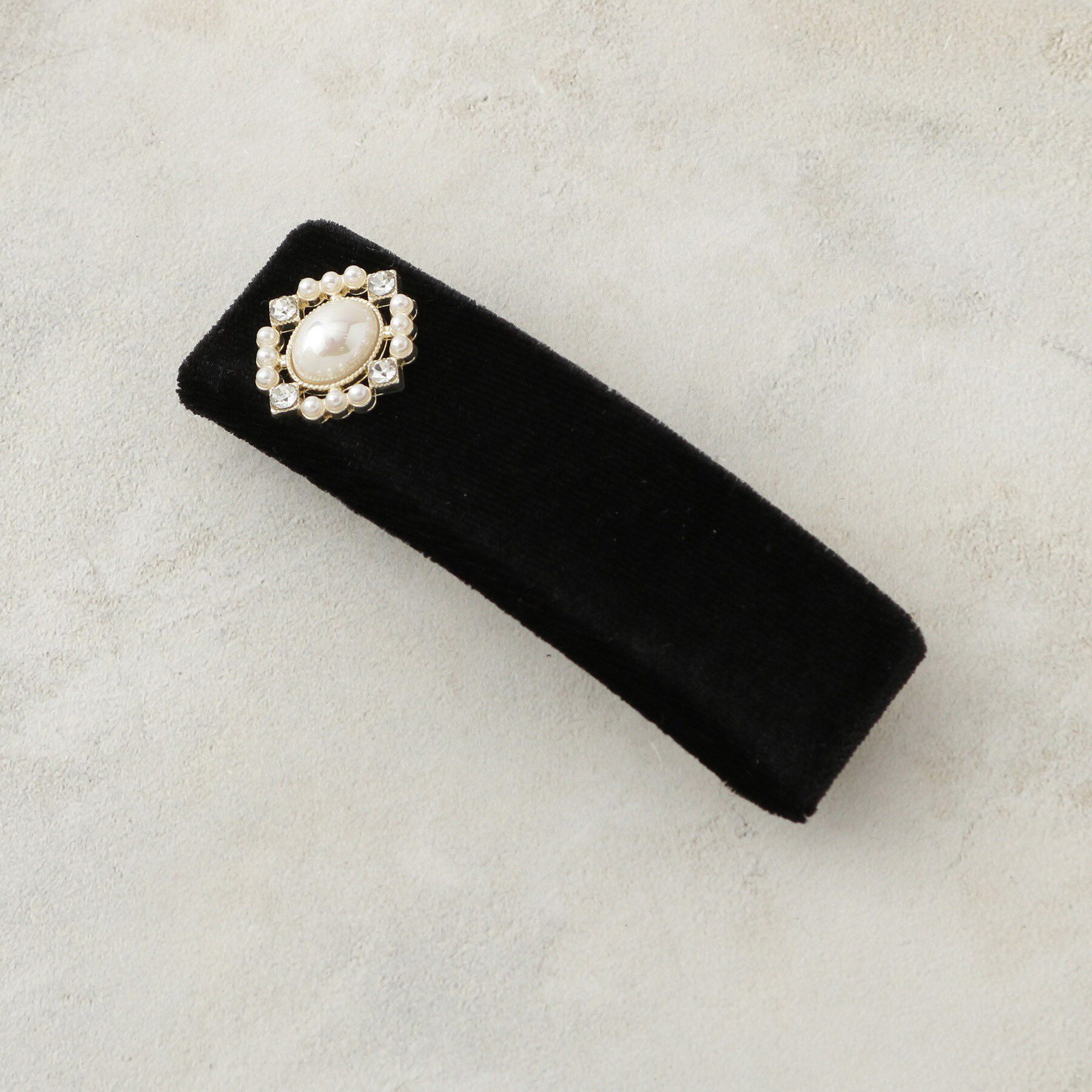 OPAQUE.CLIP「ビジュー付きベロアバレッタ」|その他|ブラック(019)