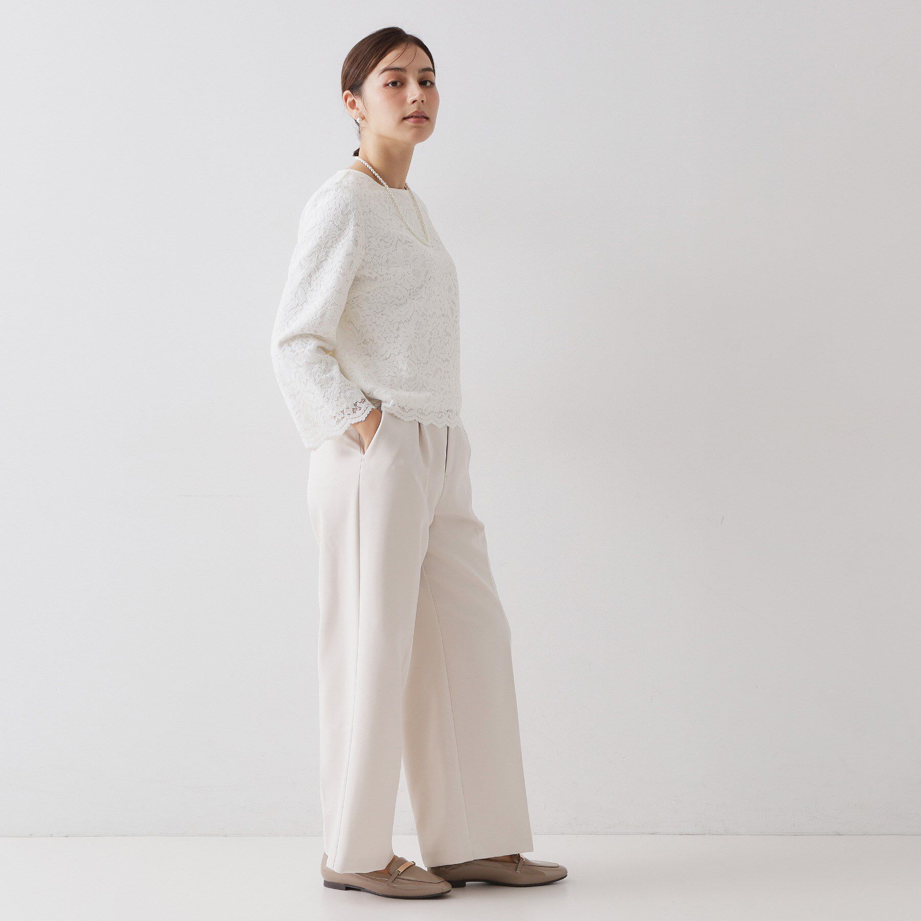OPAQUE.CLIP「≪通勤・セレモニー対応≫ レースブラウス【洗濯機OK】」|シャツ・ブラウス|