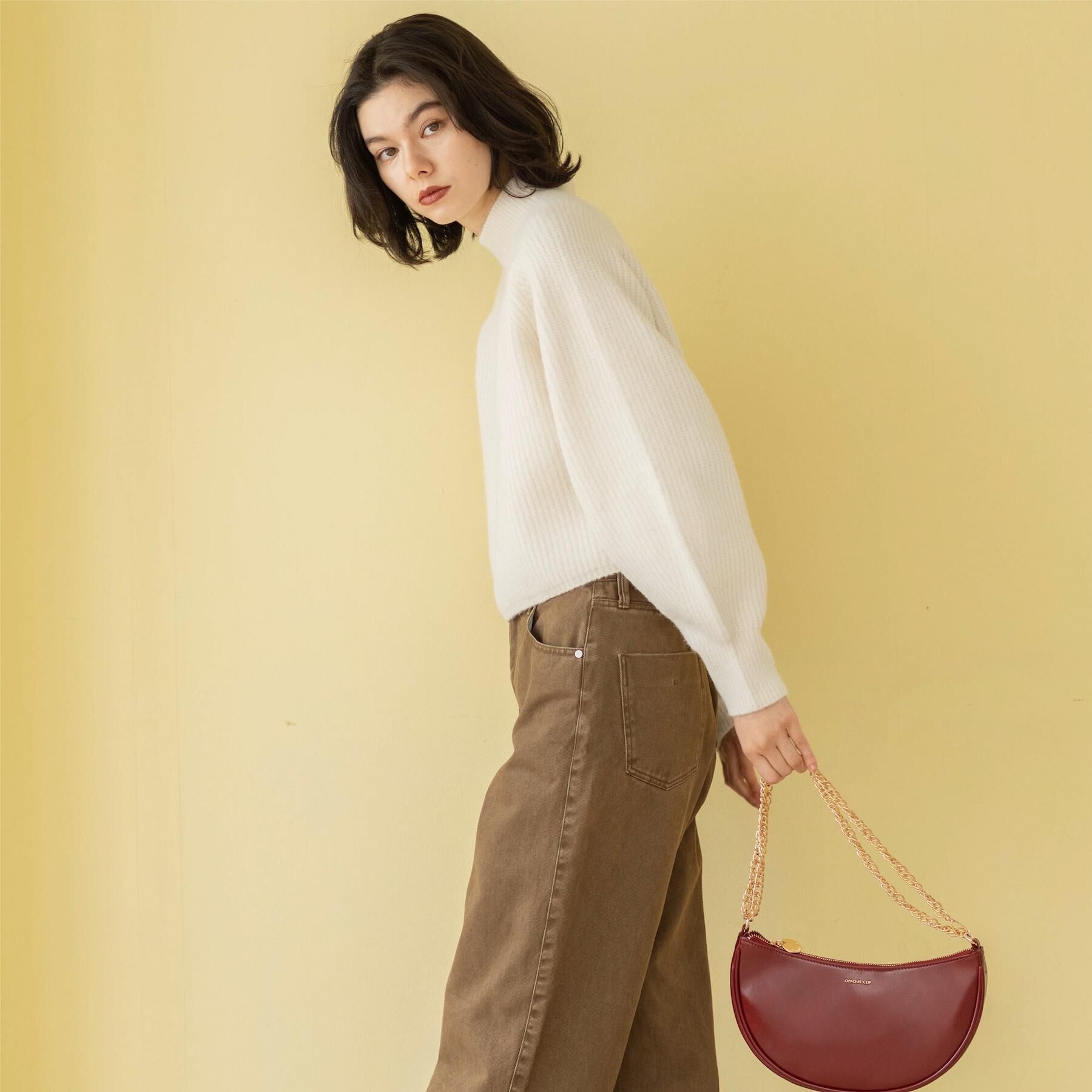 OPAQUE.CLIP「MIXミドルゲージショートあぜニット【洗濯機OK】」|ニット・セーター|