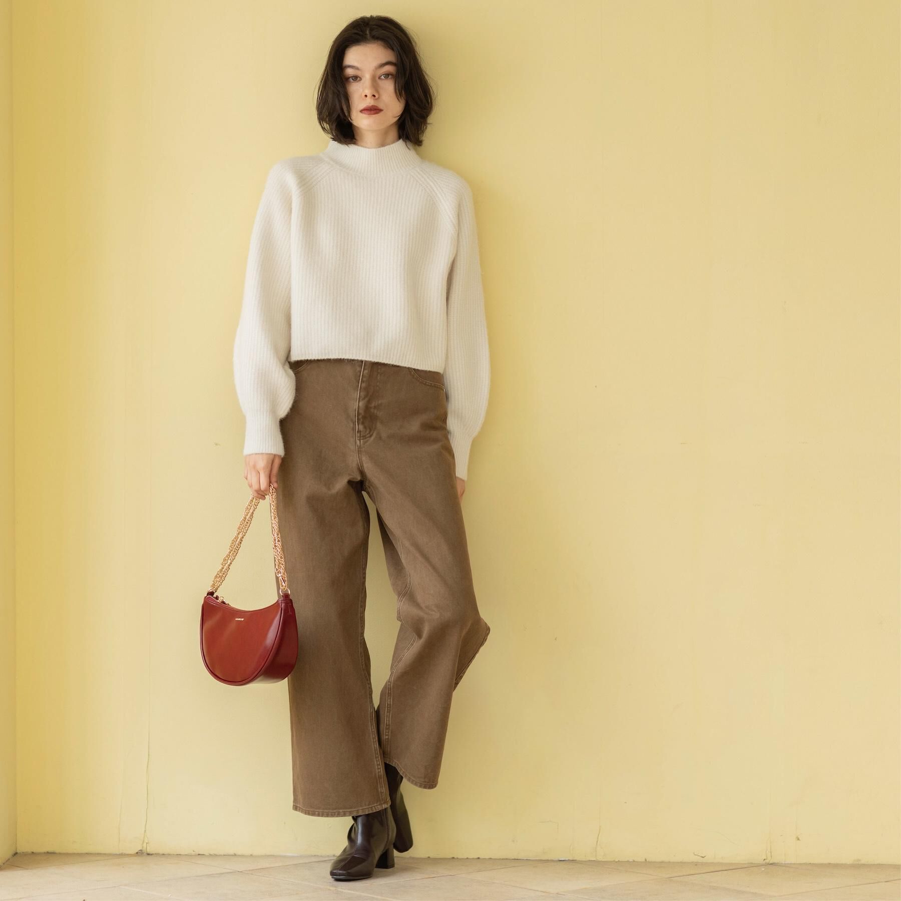 OPAQUE.CLIP「MIXミドルゲージショートあぜニット【洗濯機OK】」|ニット・セーター|