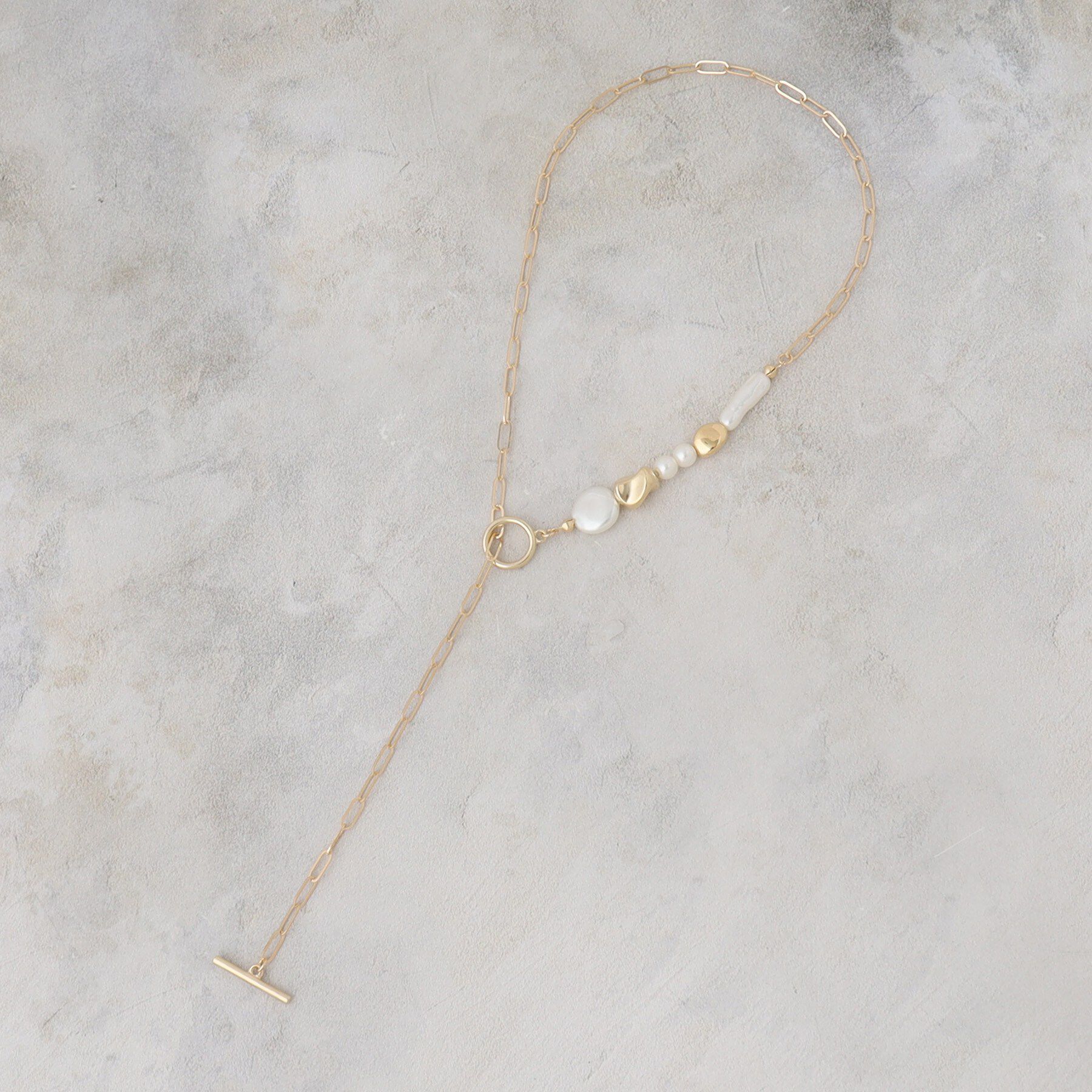 OPAQUE.CLIP「パール調ビーズ&times;メタル チェーンネックレス」|ネックレス|