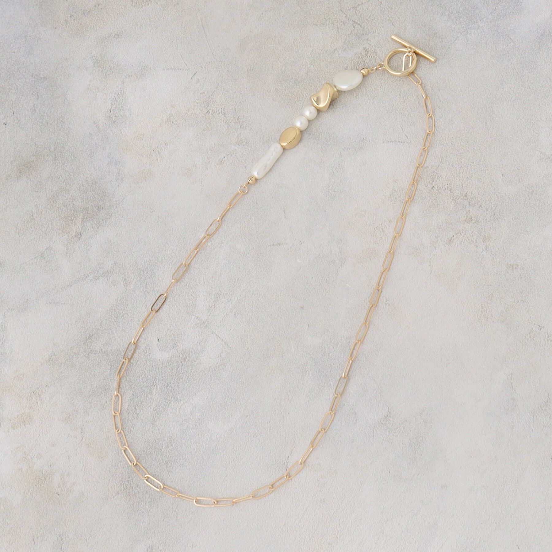 OPAQUE.CLIP「パール調ビーズ&times;メタル チェーンネックレス」|ネックレス|