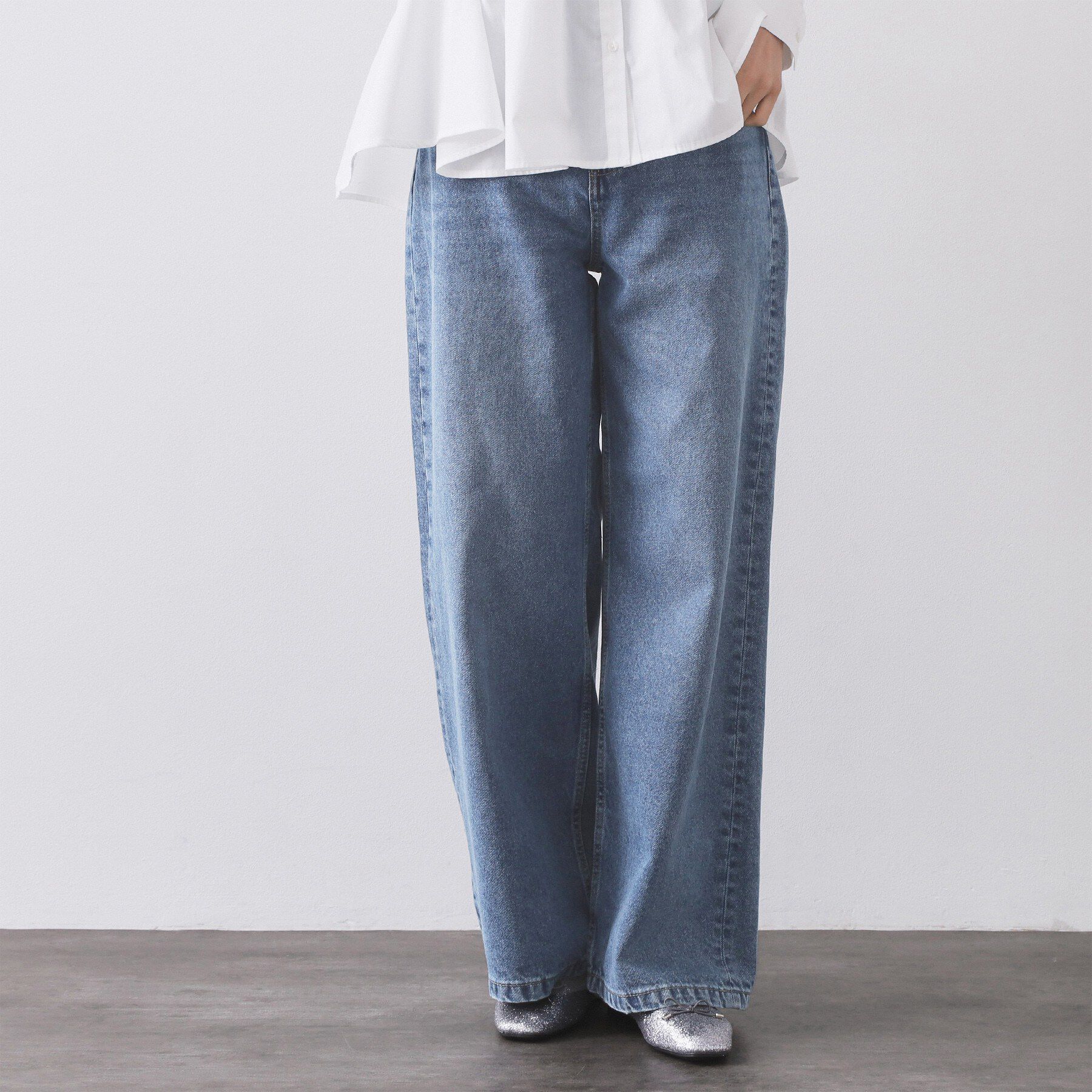 OPAQUE.CLIP「ストレートデニムパンツ【洗濯機OK】《S～LL》」|デニム|ブルー(092)