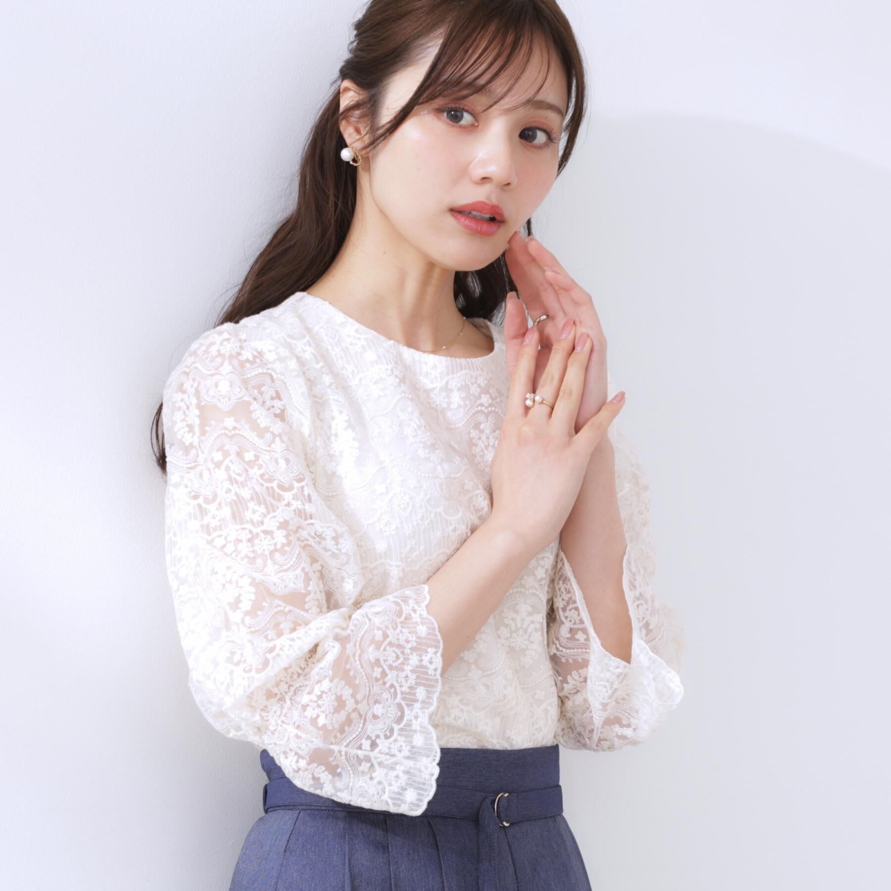 Couture broach「【一枚で着映える・華やか・通勤】エンブロチュール キャンディーズブラウス」|シャツ・ブラウス|