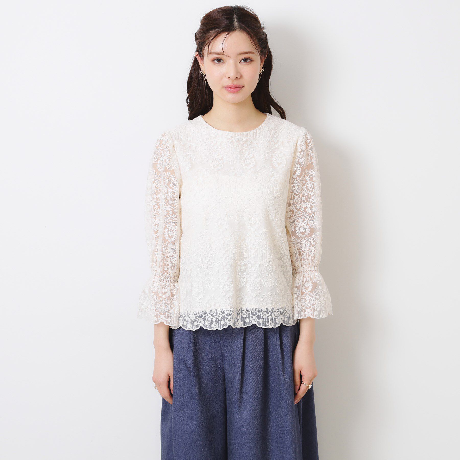 Couture broach「【一枚で着映える・華やか・通勤】エンブロチュール キャンディーズブラウス」|シャツ・ブラウス|