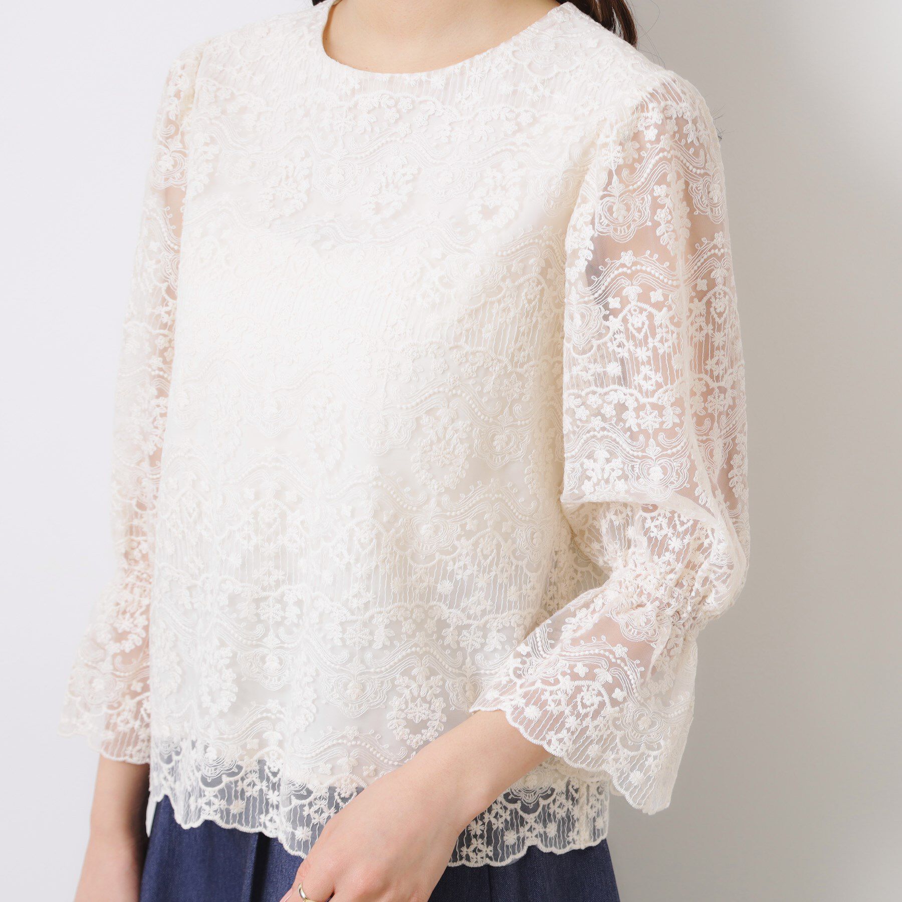 Couture broach「【一枚で着映える・華やか・通勤】エンブロチュール キャンディーズブラウス」|シャツ・ブラウス|