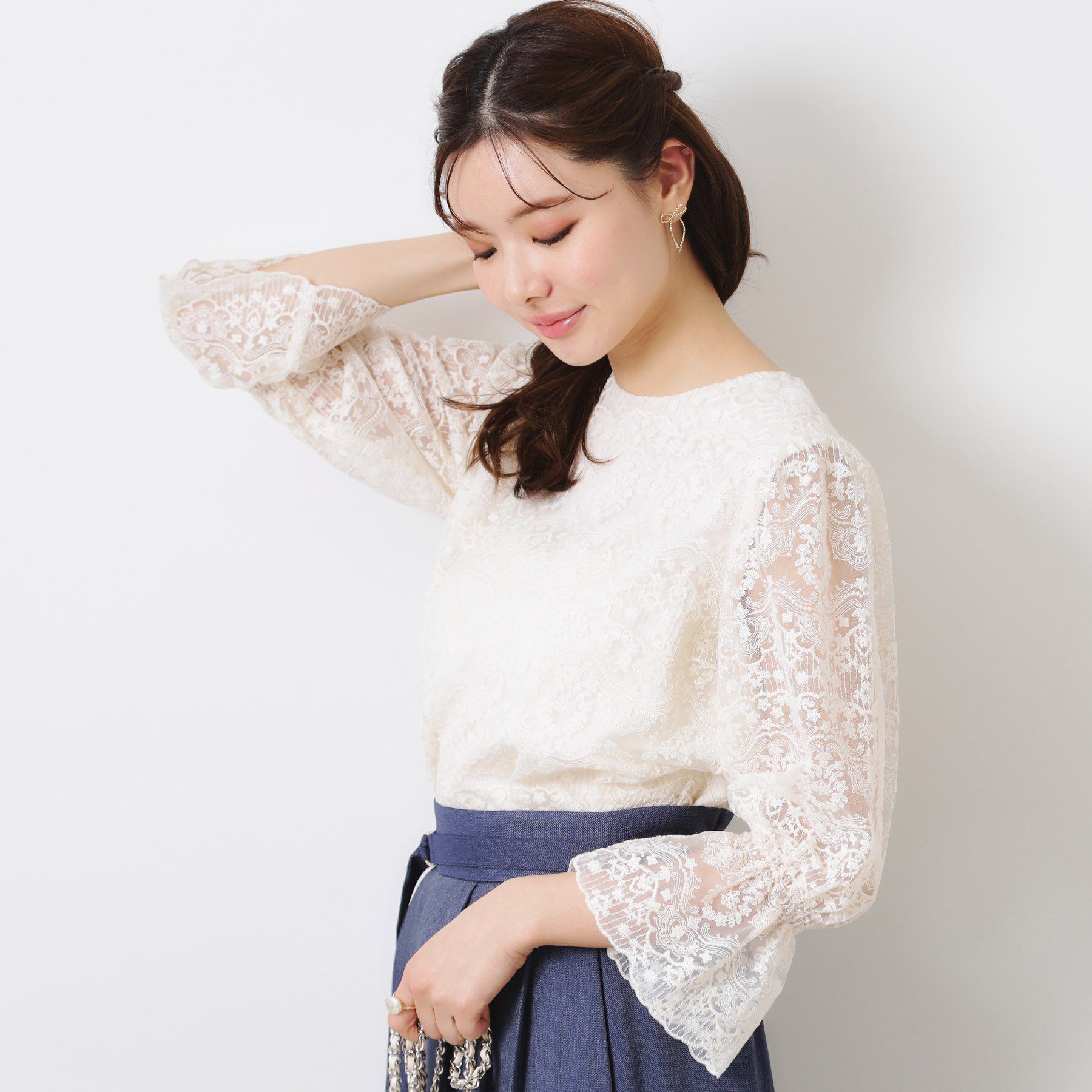 Couture broach「【一枚で着映える・華やか・通勤】エンブロチュール キャンディーズブラウス」|シャツ・ブラウス|