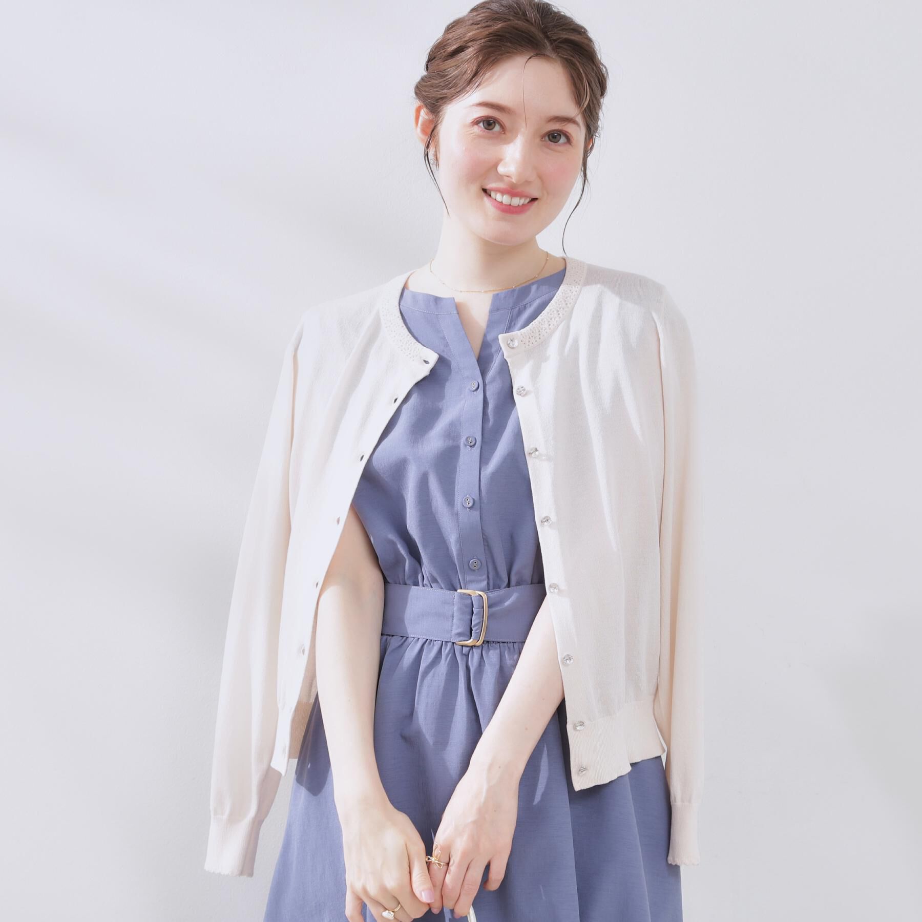 Couture broach「【ドライタッチ・しわになりにくい・通勤】麻調シャツワンピース」|ワンピース|