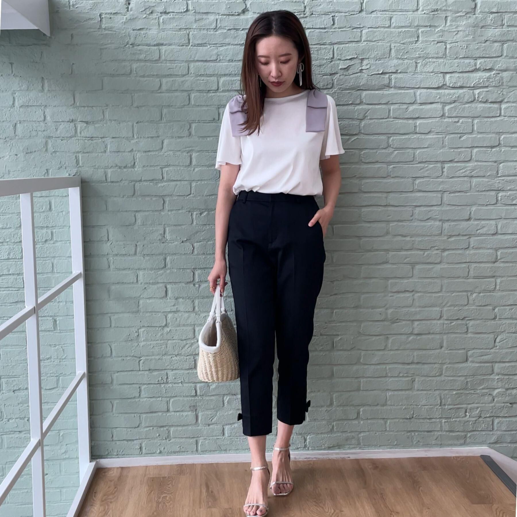 Couture broach「【リボン・マシンウォッシャブル・UV機能・接触冷感】肩リボントップス」|Tシャツ・カットソー|