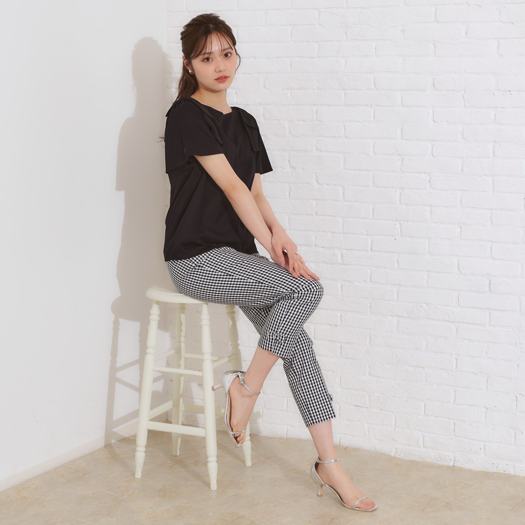 Couture broach「【リボン・マシンウォッシャブル・UV機能・接触冷感】肩リボントップス」|Tシャツ・カットソー|