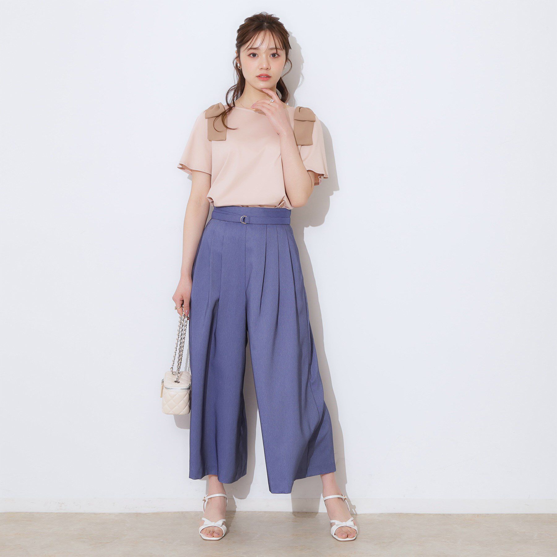 Couture broach「【リボン・マシンウォッシャブル・UV機能・接触冷感】肩リボントップス」|Tシャツ・カットソー|