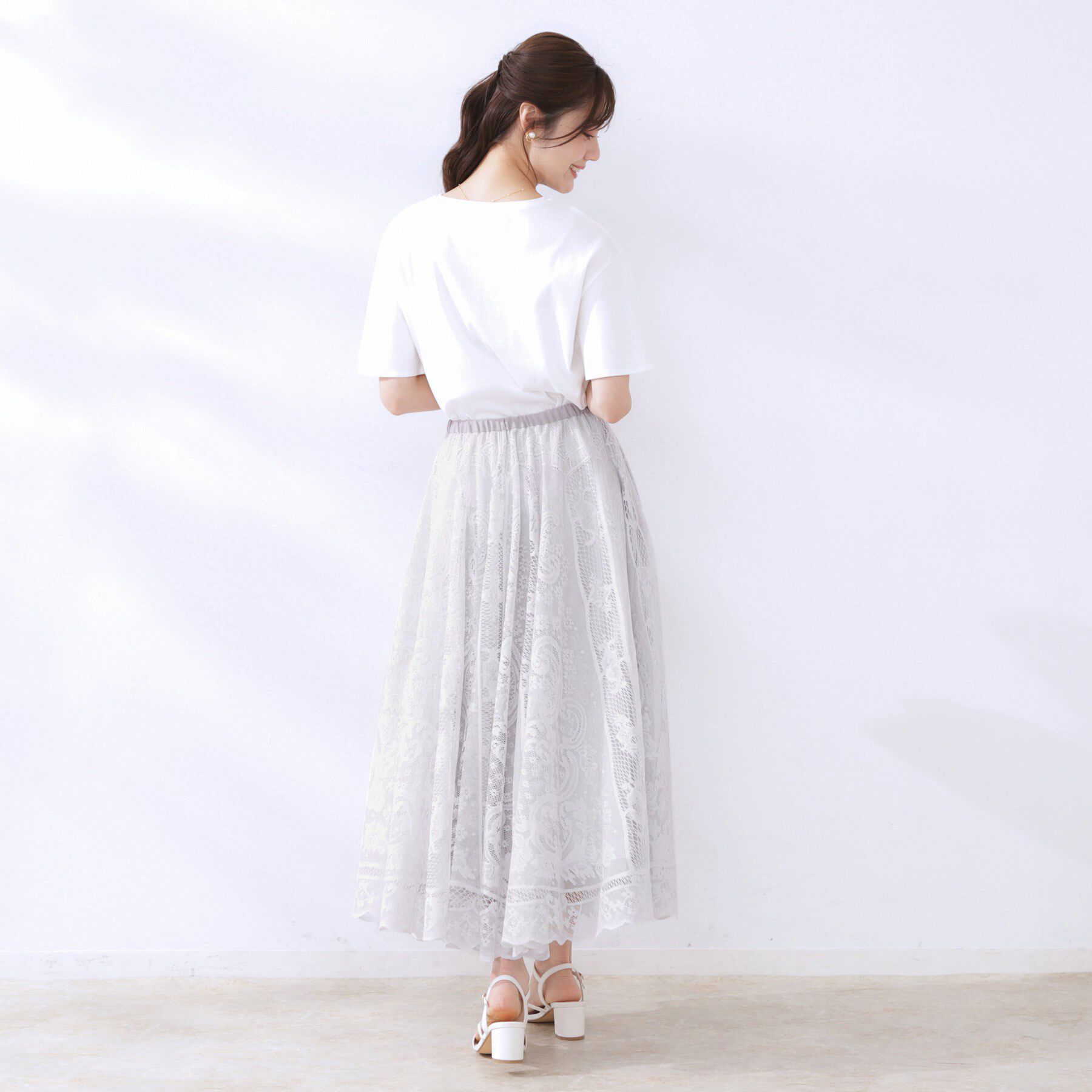 Couture broach「【上品・通勤】サークルレーススカート」|スカート|