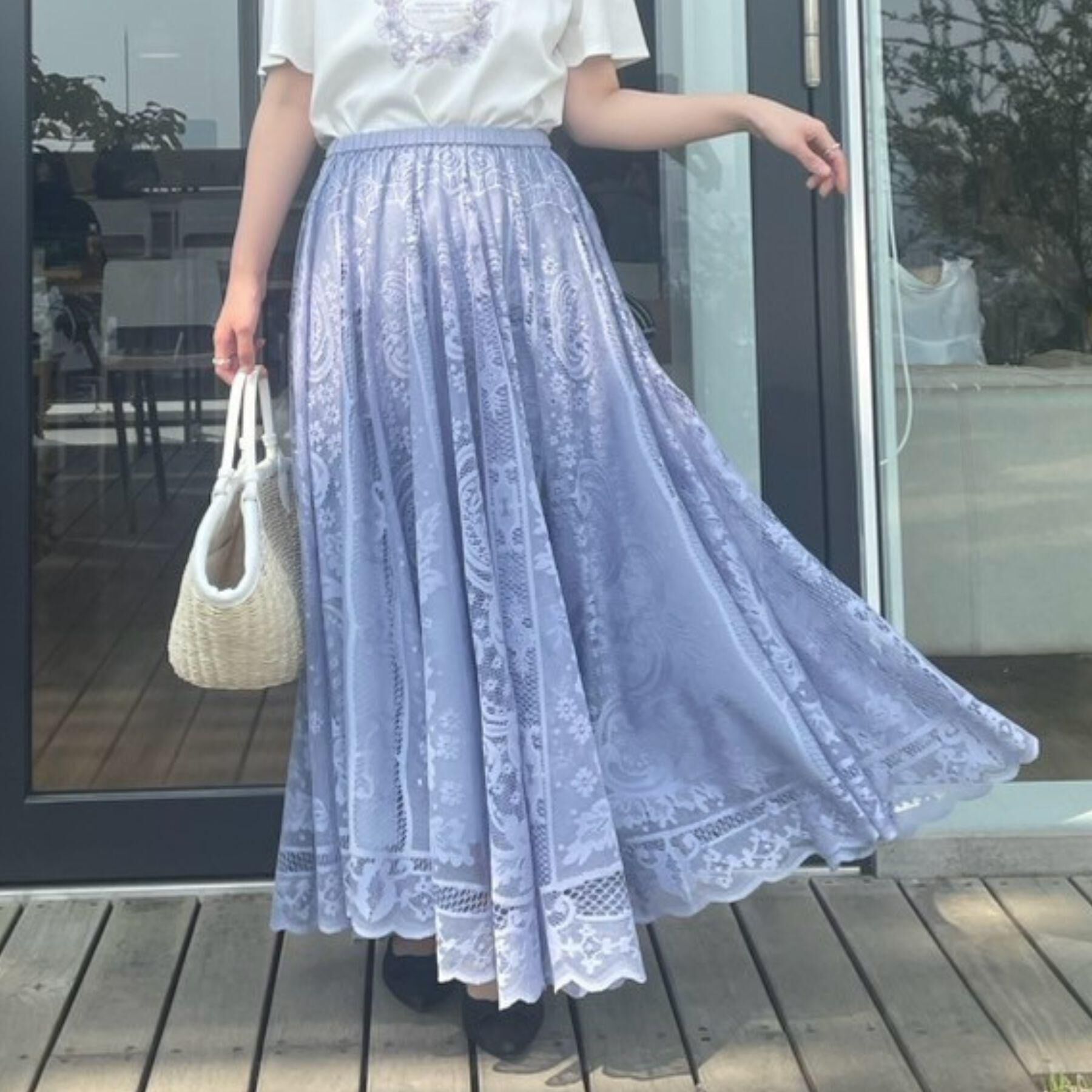 Couture broach「【上品・通勤】サークルレーススカート」|スカート|