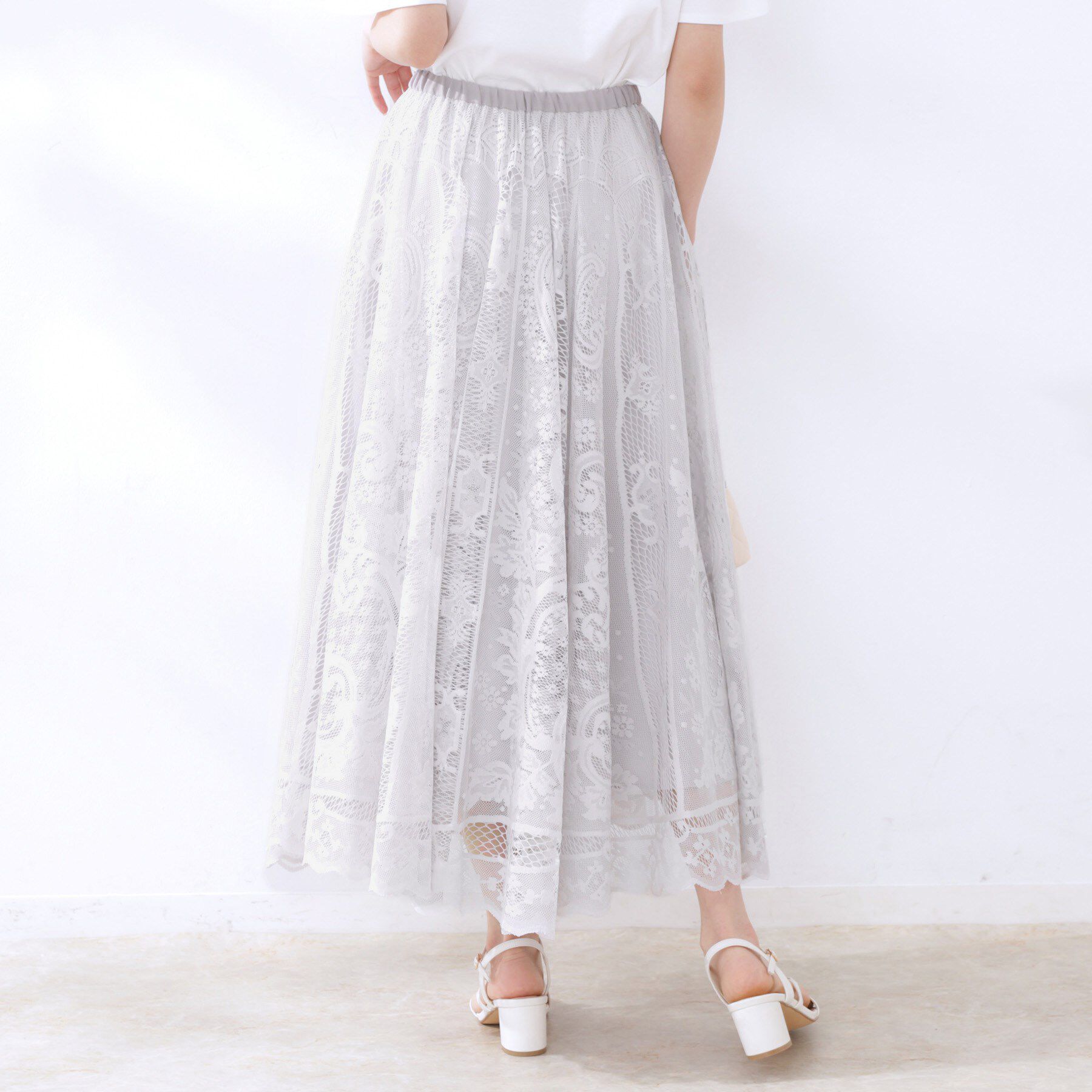 Couture broach「【上品・通勤】サークルレーススカート」|スカート|