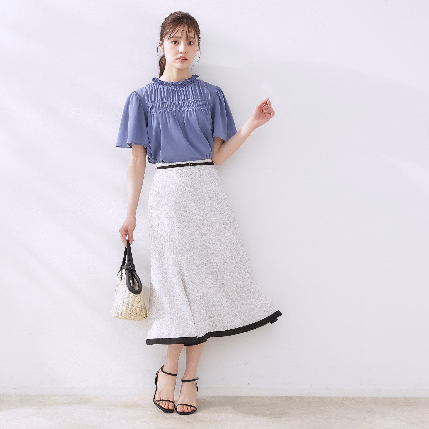 Couture broach「【二の腕カバー・通勤】シャーリングシアーブラウス」|シャツ・ブラウス|