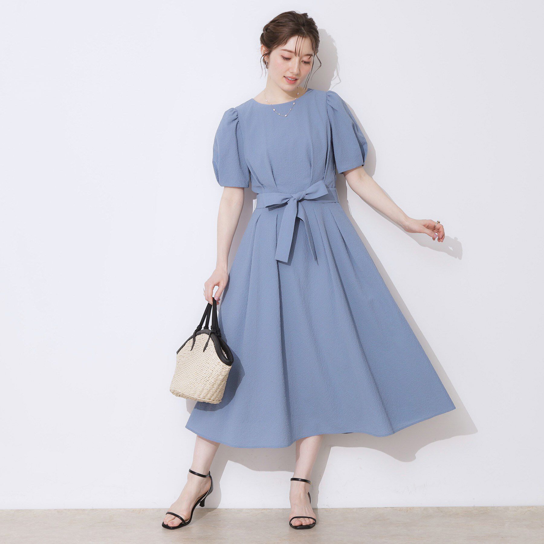 Couture broach「【細見え・キレイめ】サッカータックワンピース」|ワンピース|