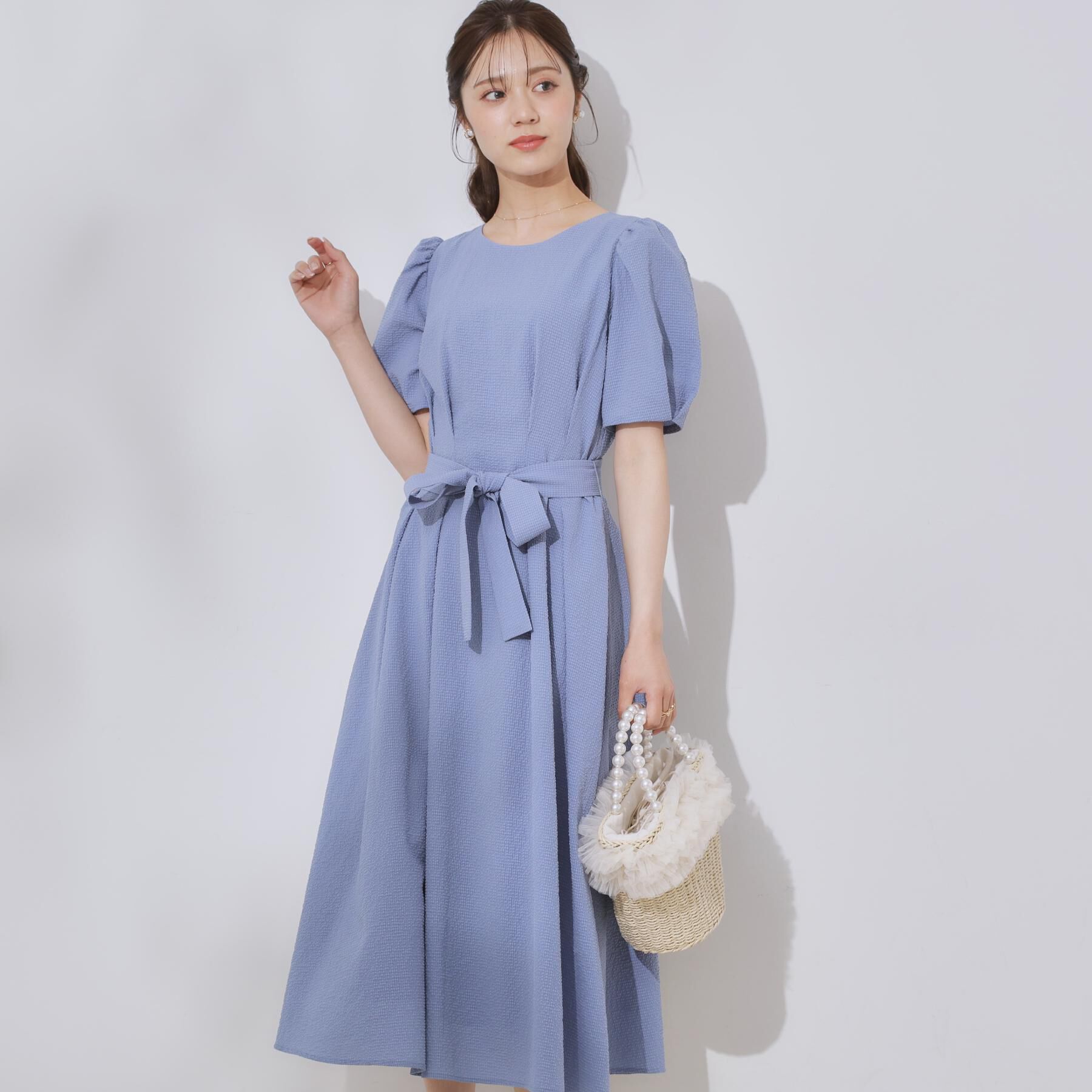 Couture broach「【細見え・キレイめ】サッカータックワンピース」|ワンピース|