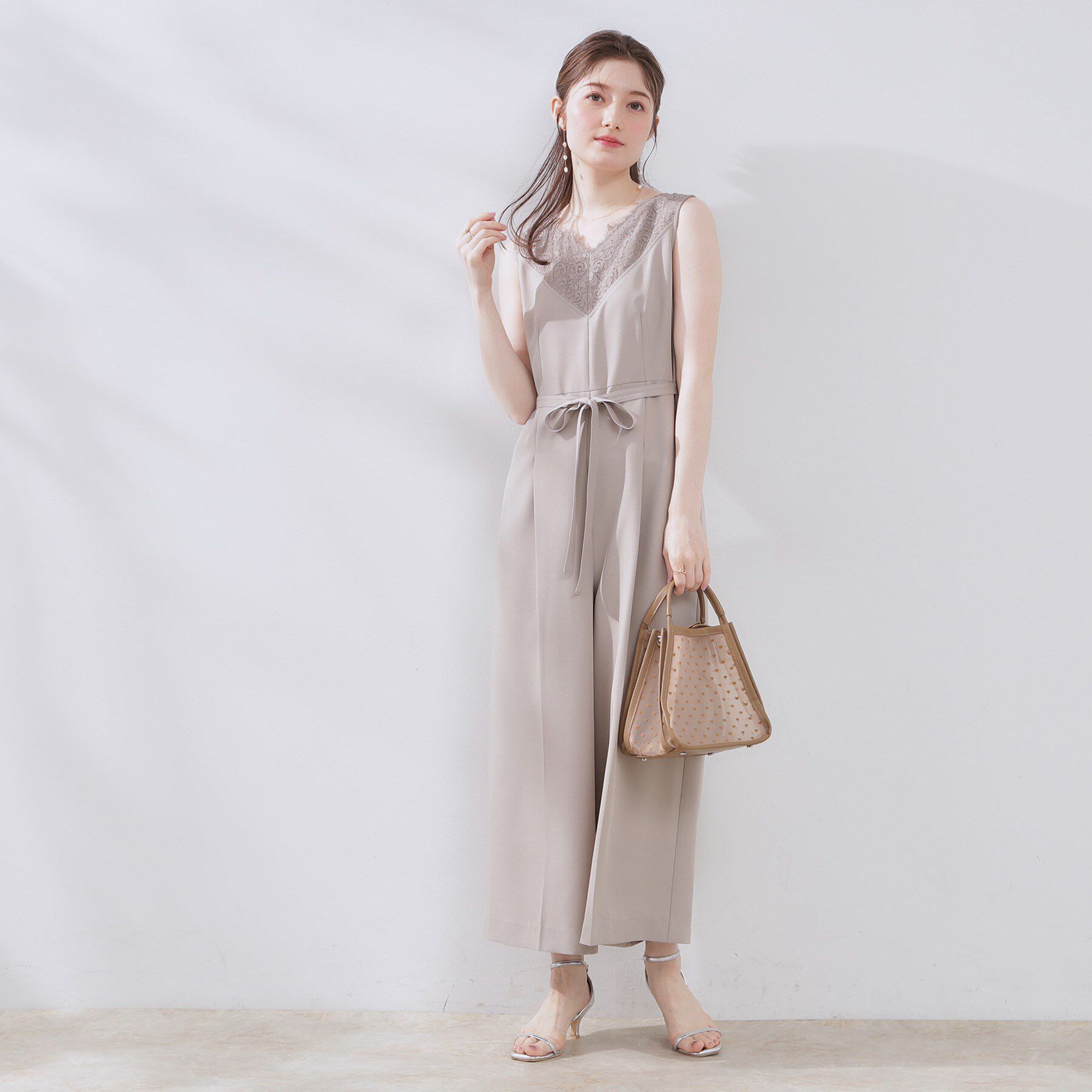 Couture broach「【一枚で着映える】レース切替デザインオールインワン」|オールインワン|