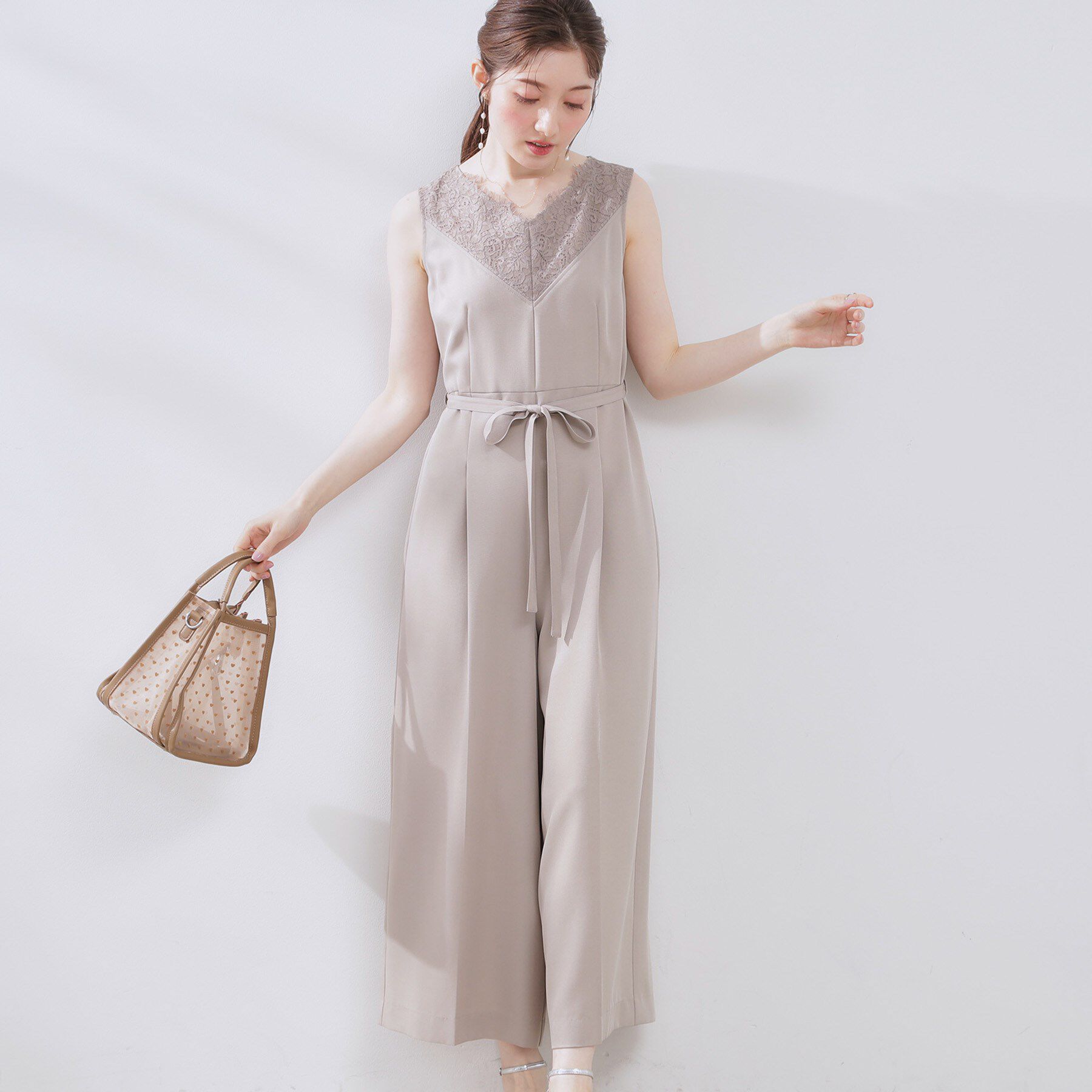 Couture broach「【一枚で着映える】レース切替デザインオールインワン」|オールインワン|