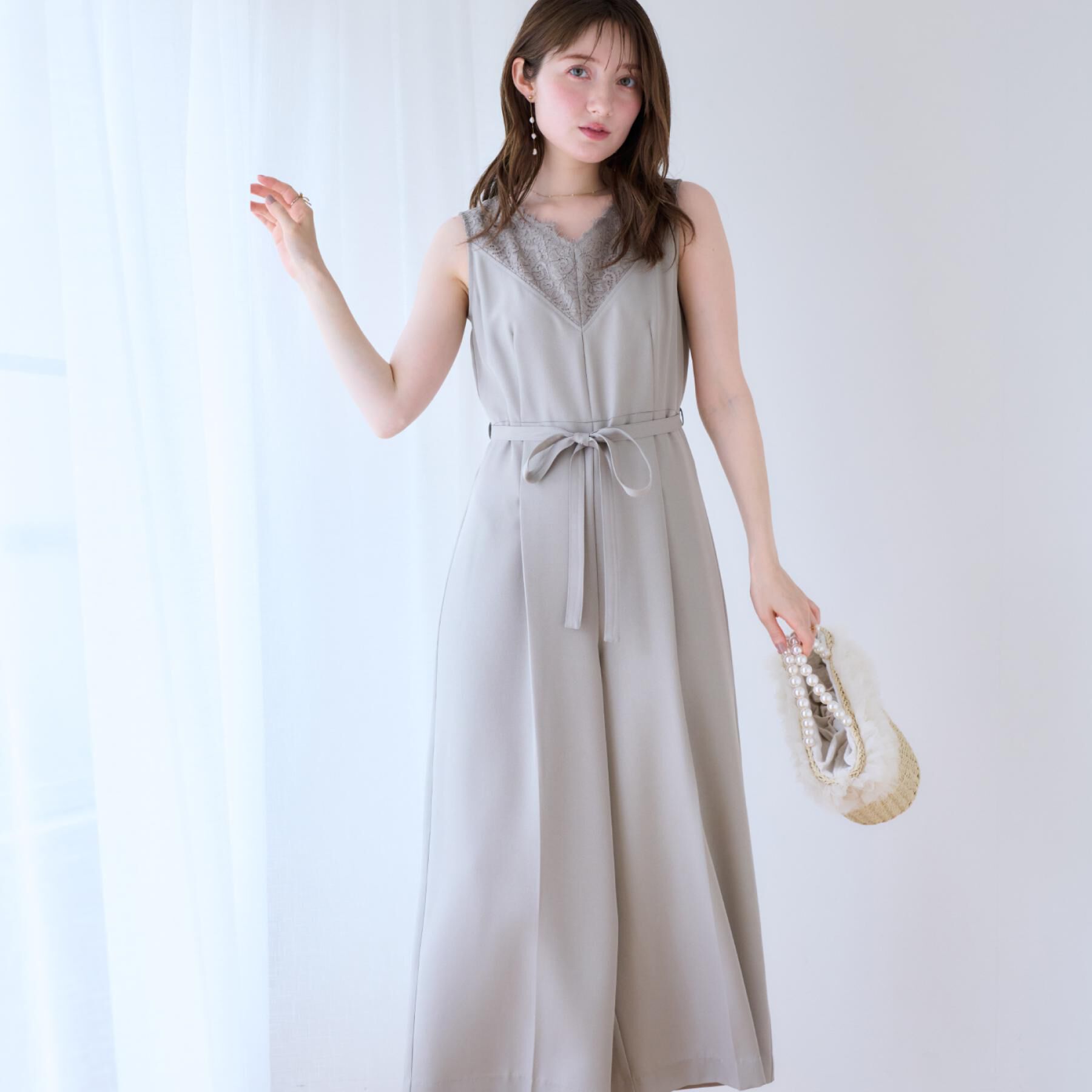 Couture broach「【一枚で着映える】レース切替デザインオールインワン」|オールインワン|