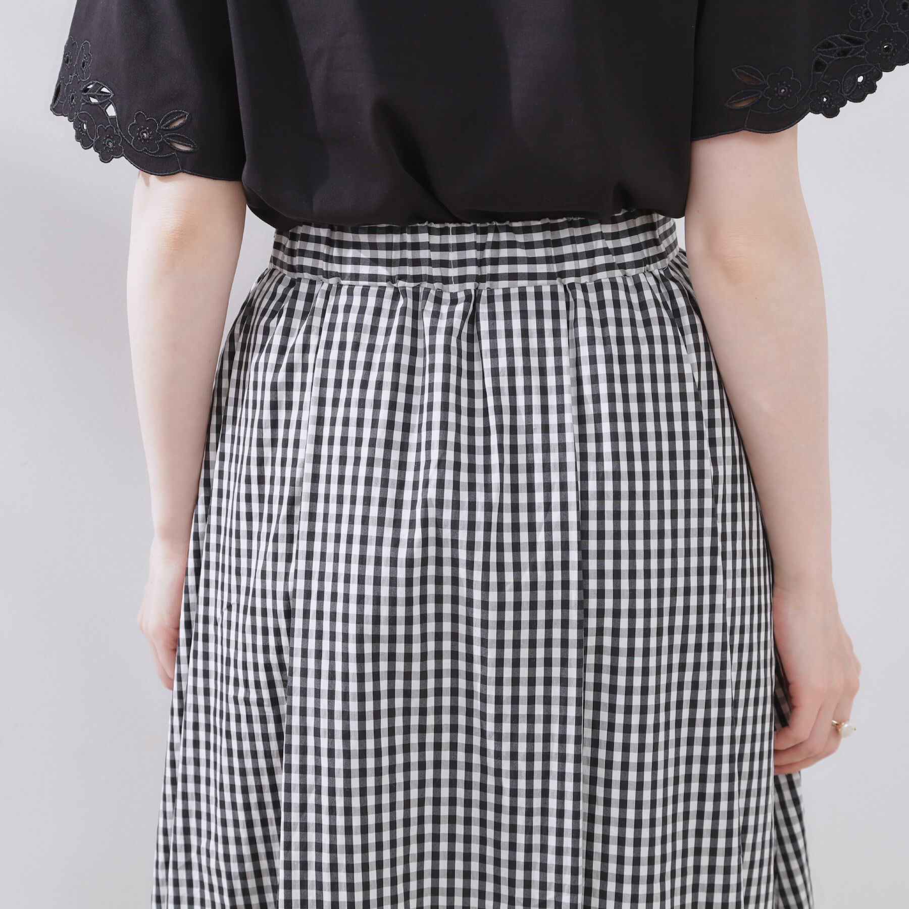 Couture broach「【大人可愛い・ゴム仕様】ギンガムチェック　タック＆ギャザースカート」|スカート|